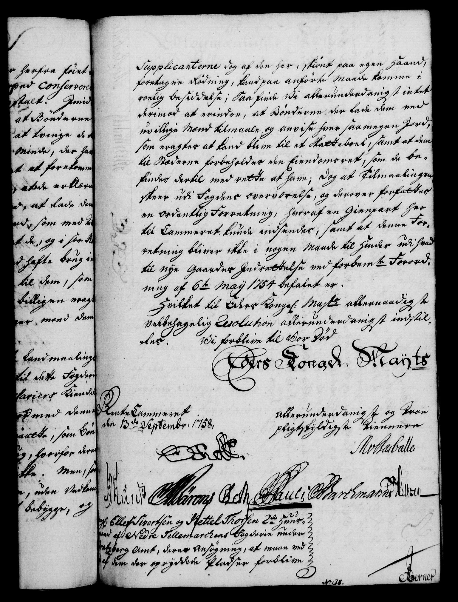 Rentekammeret, Kammerkanselliet, AV/RA-EA-3111/G/Gf/Gfa/L0040: Norsk relasjons- og resolusjonsprotokoll (merket RK 52.40), 1758, p. 635