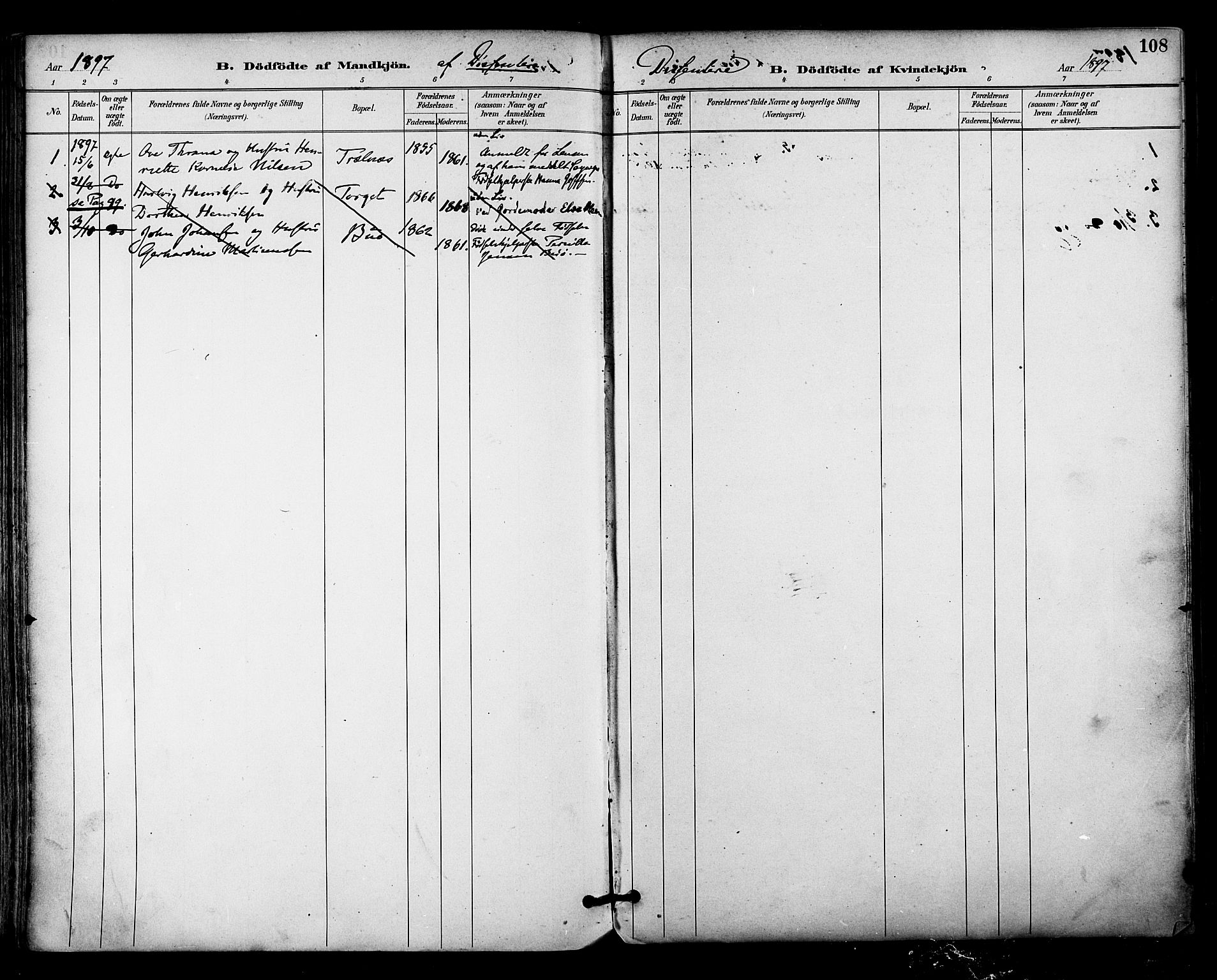 Ministerialprotokoller, klokkerbøker og fødselsregistre - Nordland, AV/SAT-A-1459/813/L0200: Parish register (official) no. 813A10, 1886-1900, p. 108