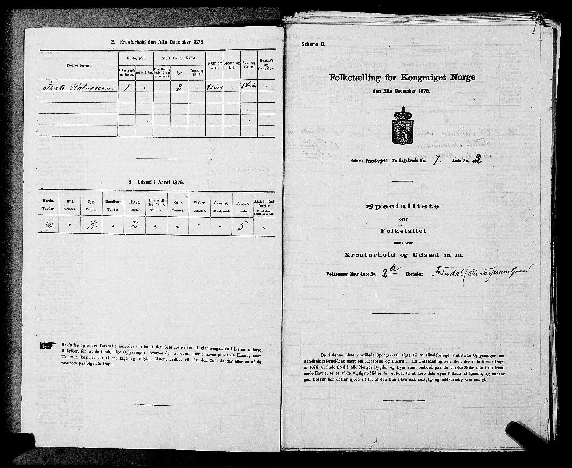 SAKO, 1875 census for 0818P Solum, 1875, p. 1216