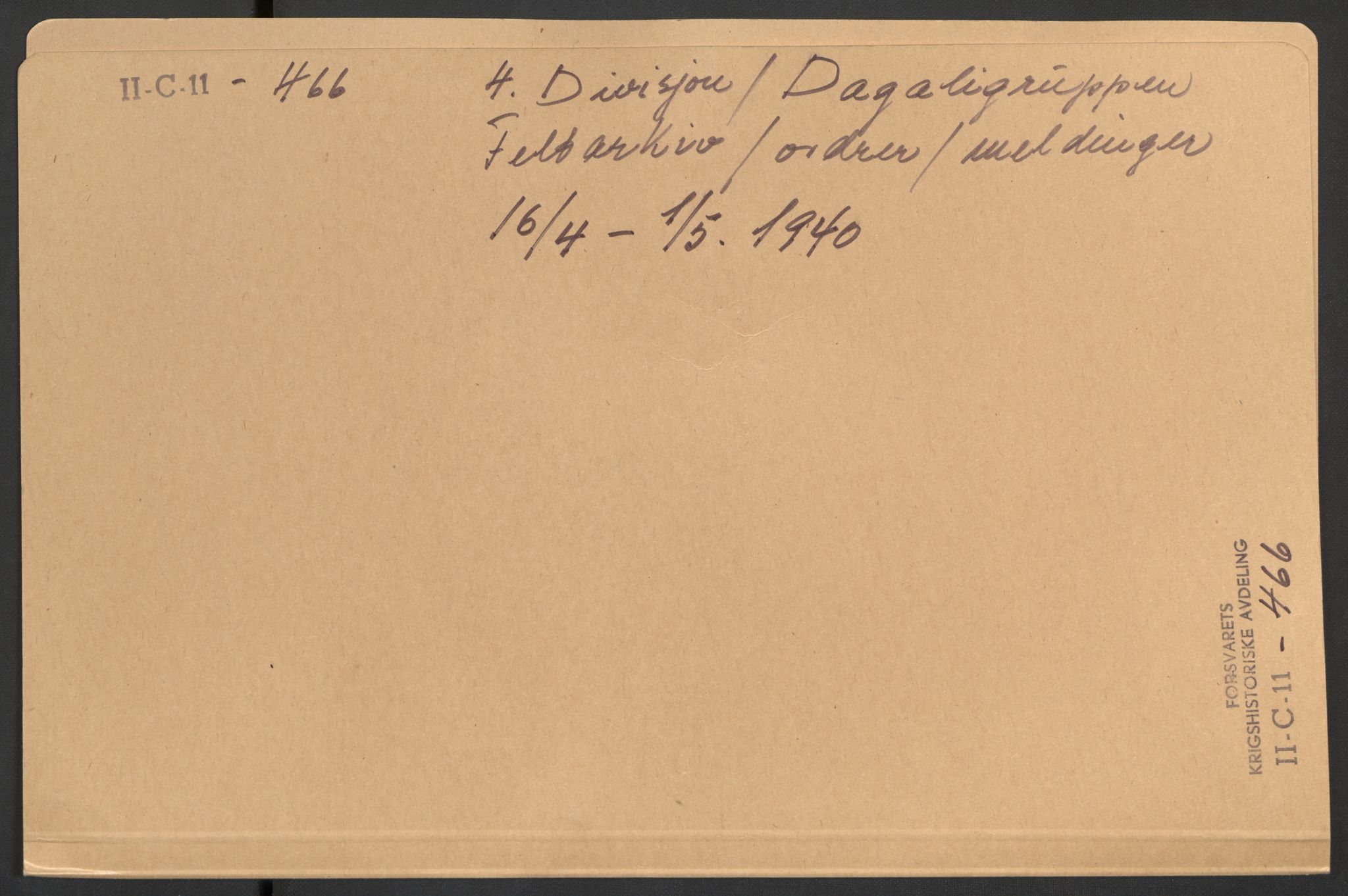 Forsvaret, Forsvarets krigshistoriske avdeling, RA/RAFA-2017/Y/Yb/L0108: II-C-11-466-499  -  4. Divisjon., 1940, p. 36