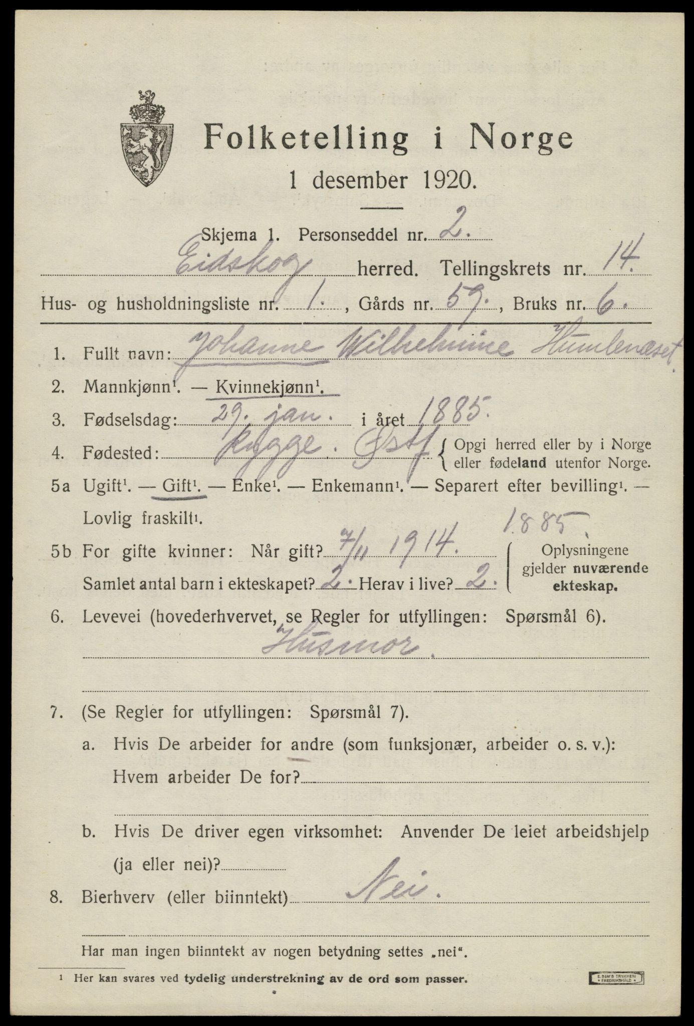 SAH, 1920 census for Eidskog, 1920, p. 13329