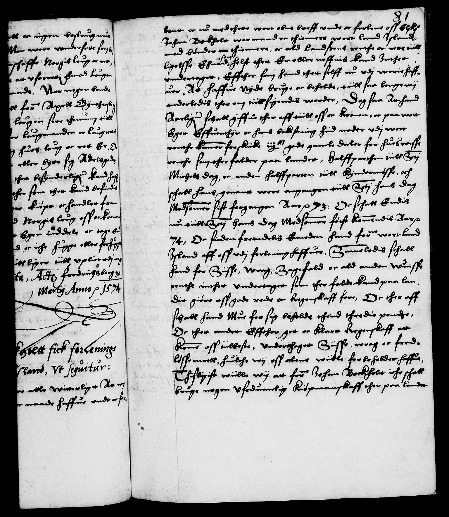 Danske Kanselli 1572-1799, AV/RA-EA-3023/F/Fc/Fca/Fcaa/L0001: Norske registre (mikrofilm), 1572-1588, p. 81a