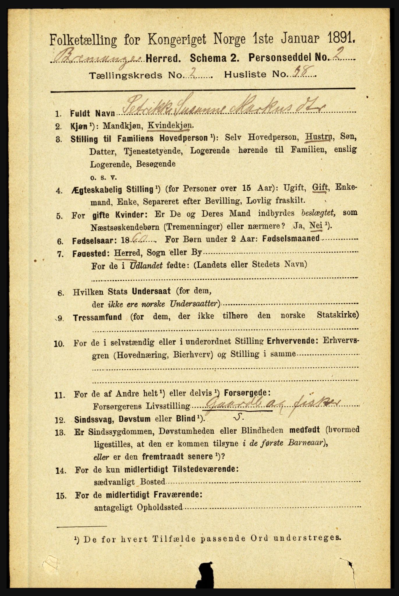 RA, 1891 census for 1438 Bremanger, 1891, p. 880