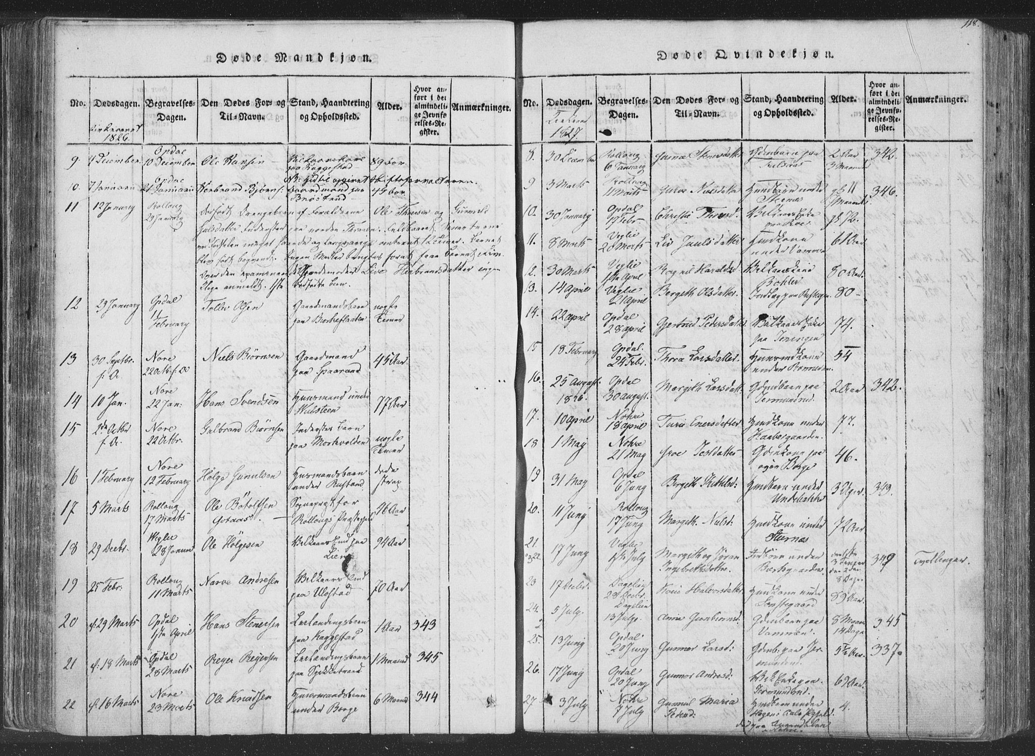 Rollag kirkebøker, AV/SAKO-A-240/F/Fa/L0006: Parish register (official) no. I 6, 1814-1828, p. 118