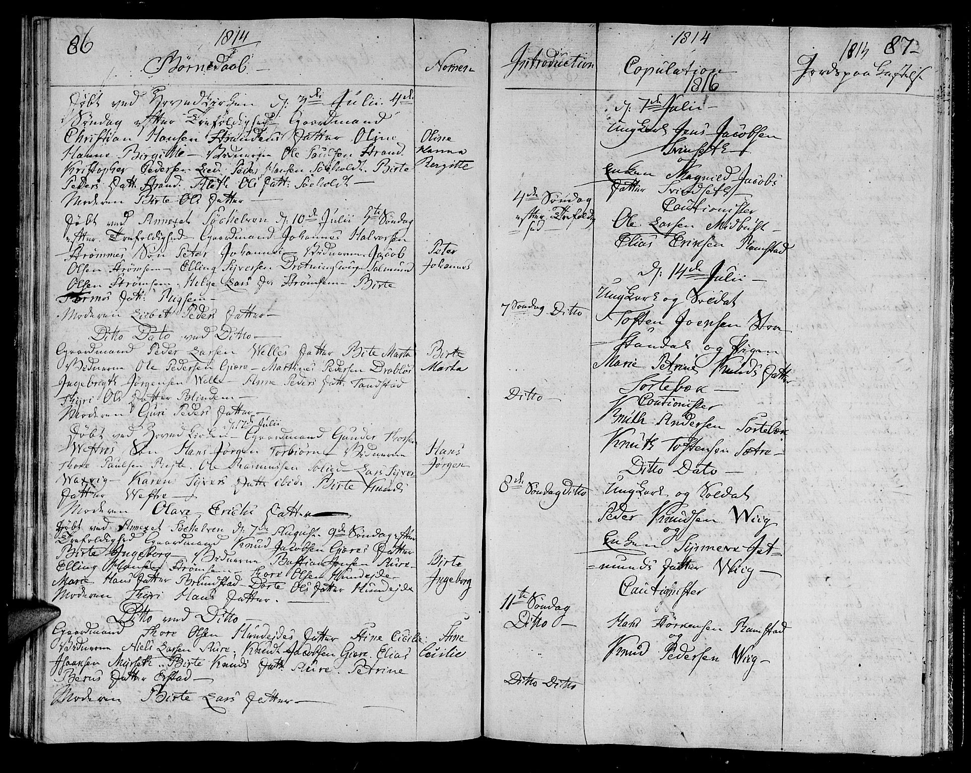 Ministerialprotokoller, klokkerbøker og fødselsregistre - Møre og Romsdal, AV/SAT-A-1454/522/L0309: Parish register (official) no. 522A04, 1810-1816, p. 86-87