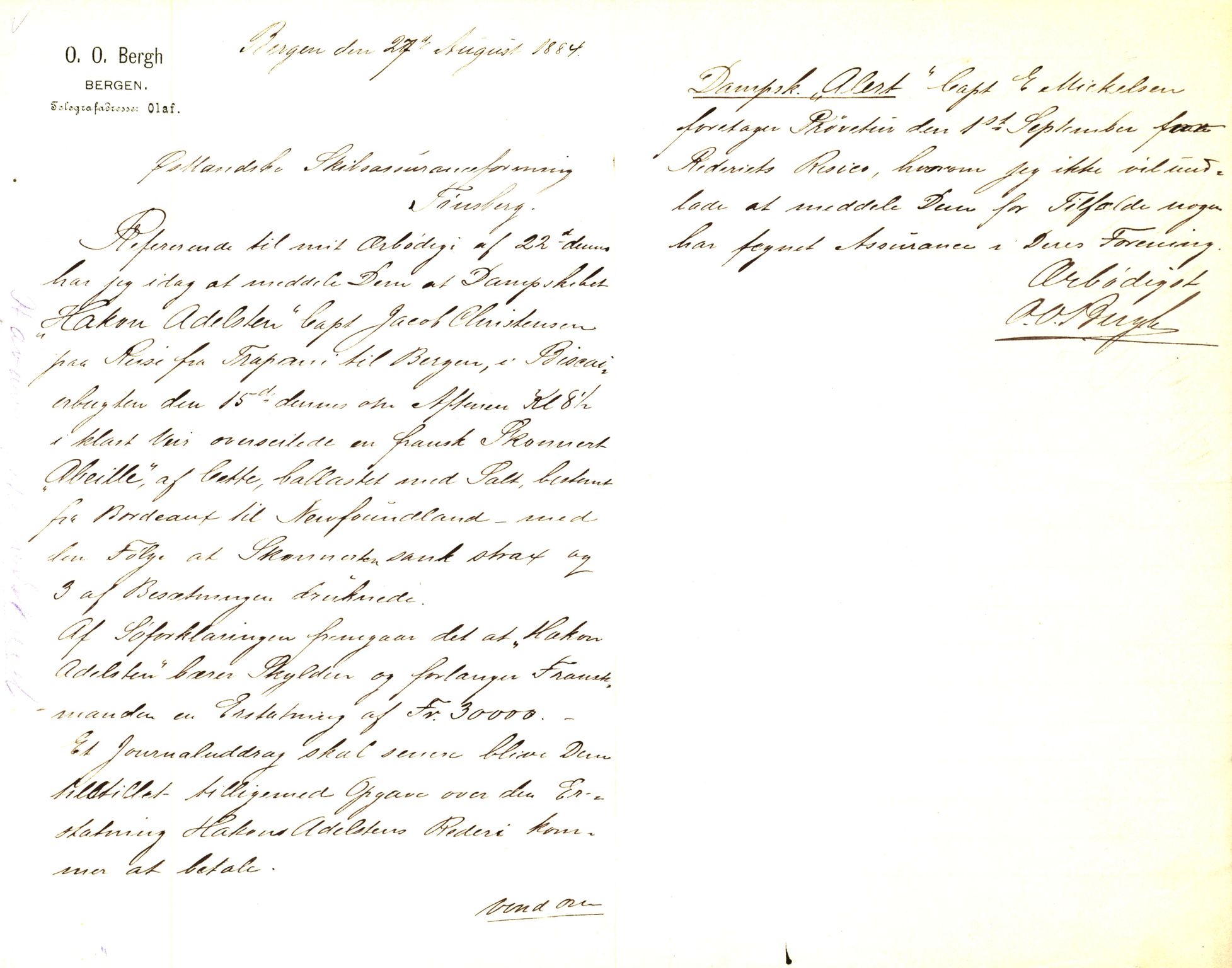 Pa 63 - Østlandske skibsassuranceforening, VEMU/A-1079/G/Ga/L0017/0001: Havaridokumenter / Triton, Albama, Alfen, 1884, p. 72