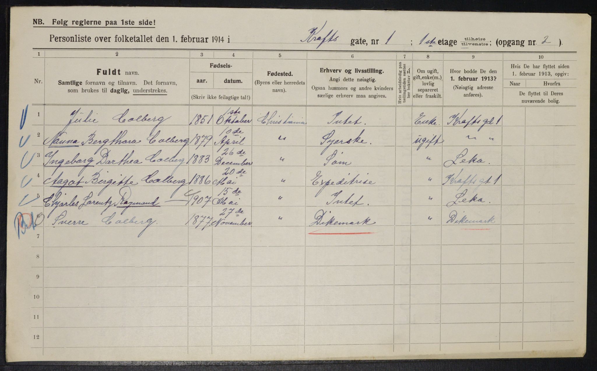 OBA, Municipal Census 1914 for Kristiania, 1914, p. 53859