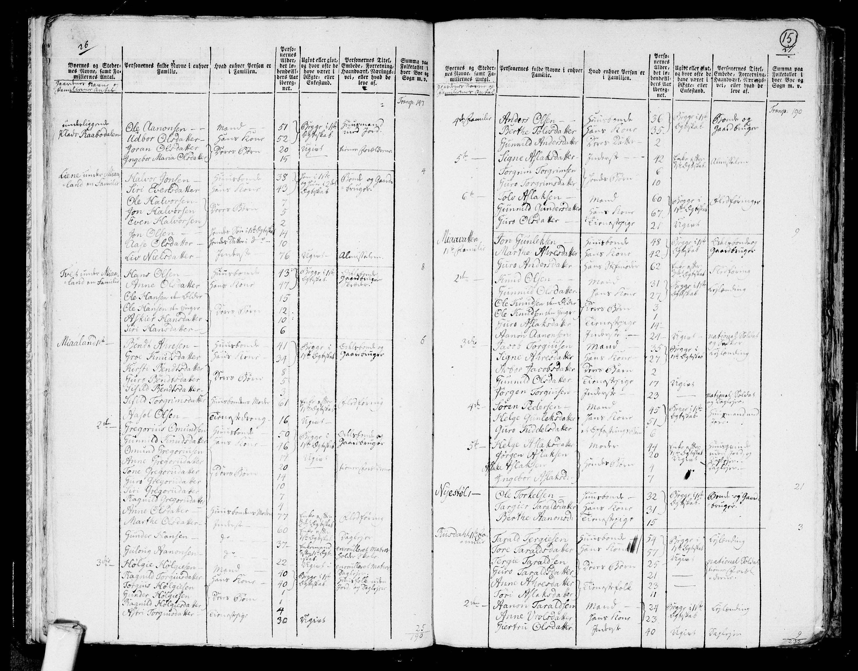 RA, 1801 census for 0929P Åmli, 1801, p. 14b-15a