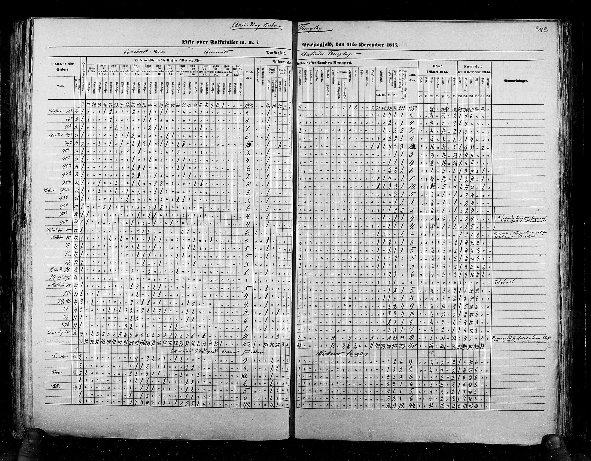 RA, Census 1845, vol. 6: Lister og Mandal amt og Stavanger amt, 1845, p. 242