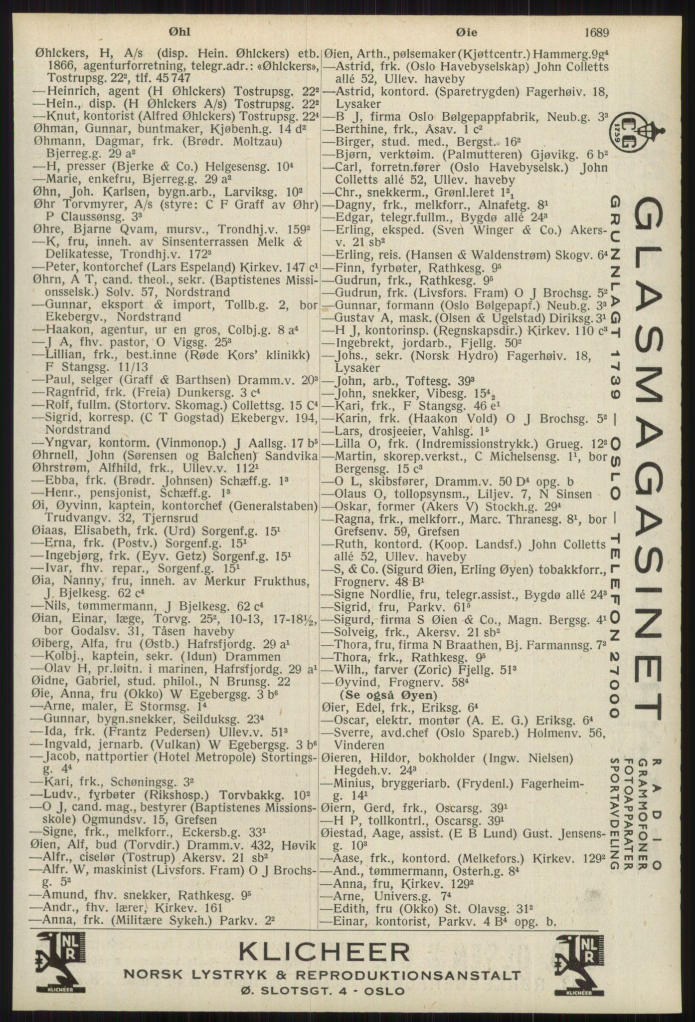 Kristiania/Oslo adressebok, PUBL/-, 1939, p. 1689