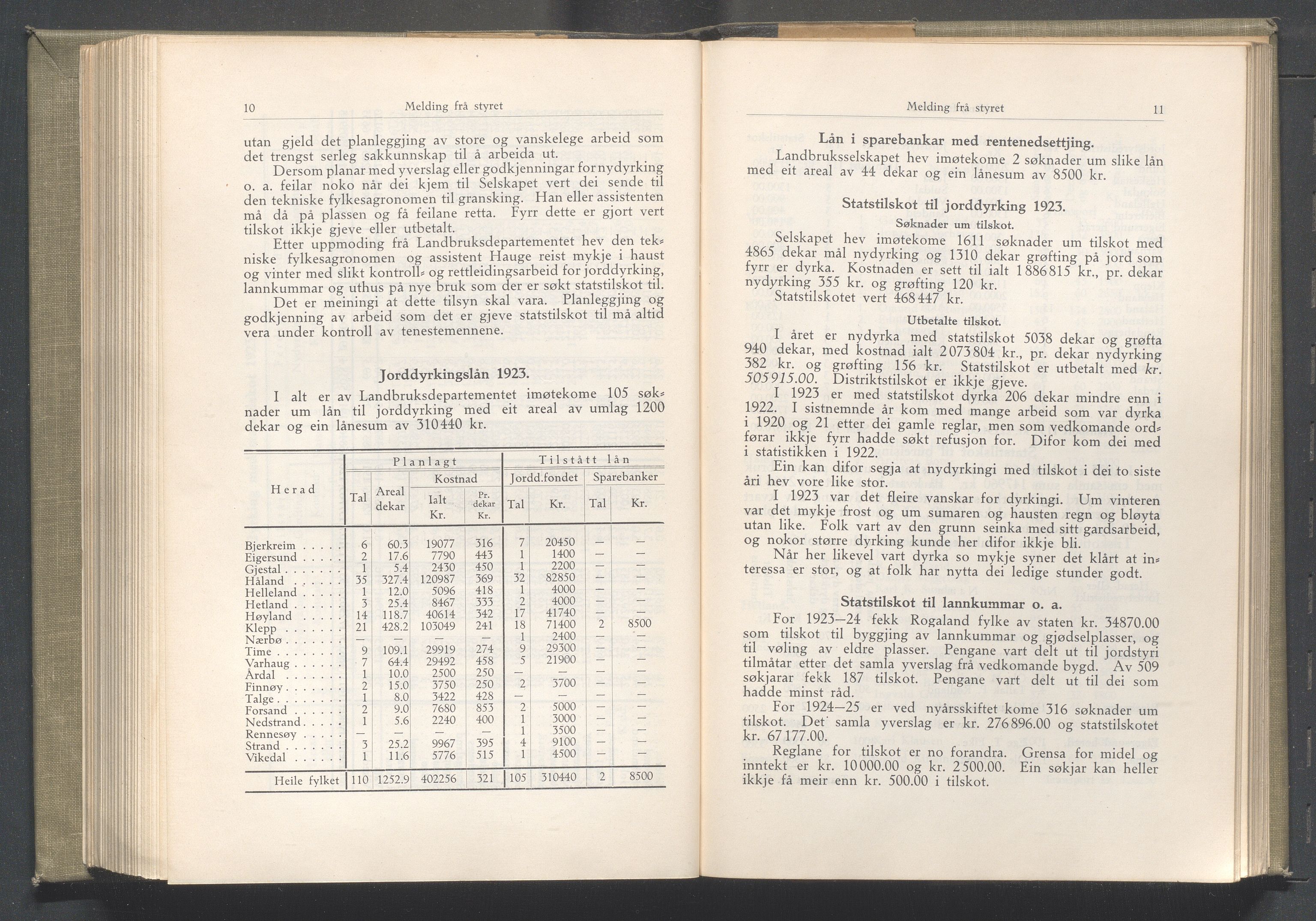 Rogaland fylkeskommune - Fylkesrådmannen , IKAR/A-900/A/Aa/Aaa/L0043: Møtebok , 1924, p. 10-11