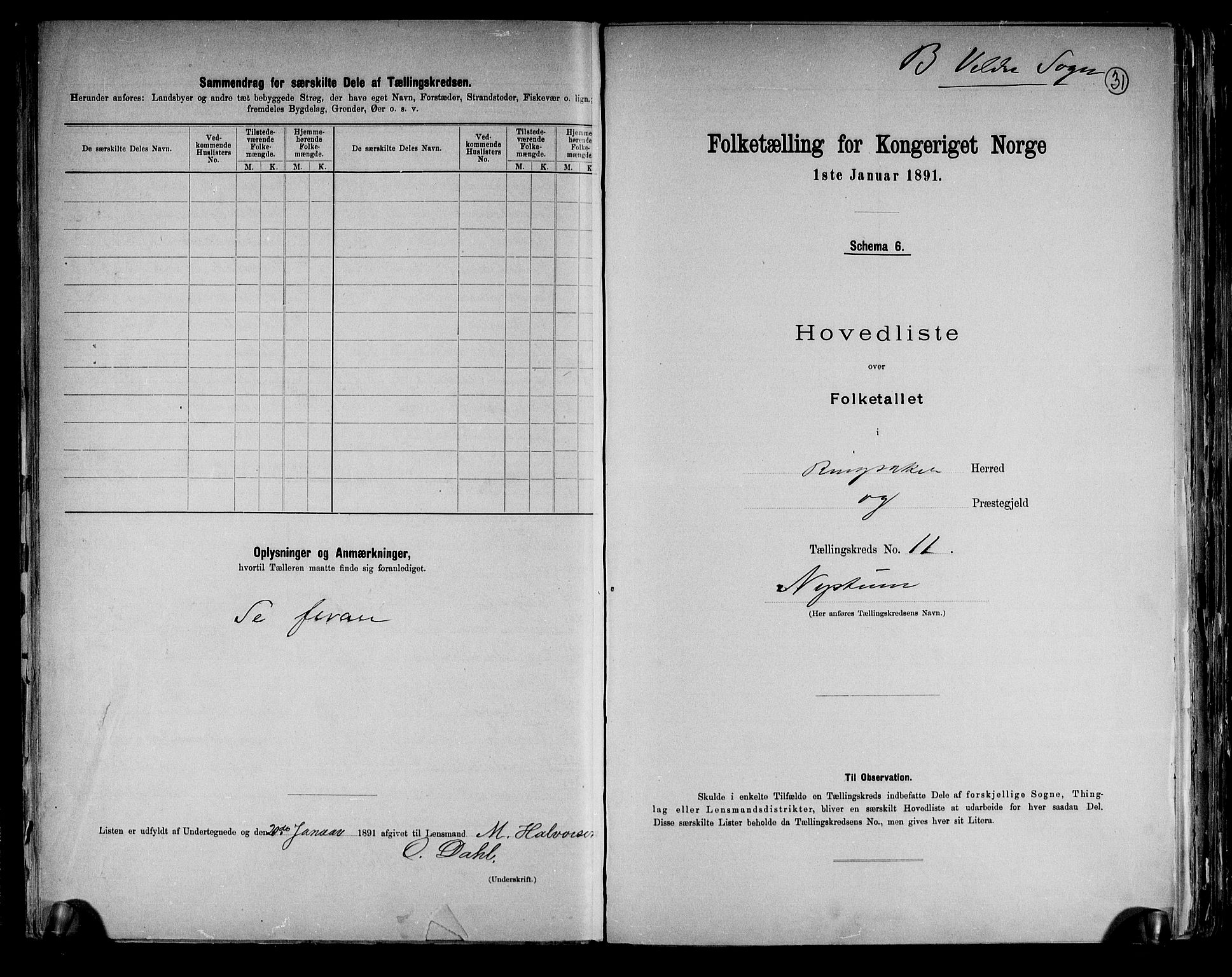 RA, 1891 census for 0412 Ringsaker, 1891, p. 31