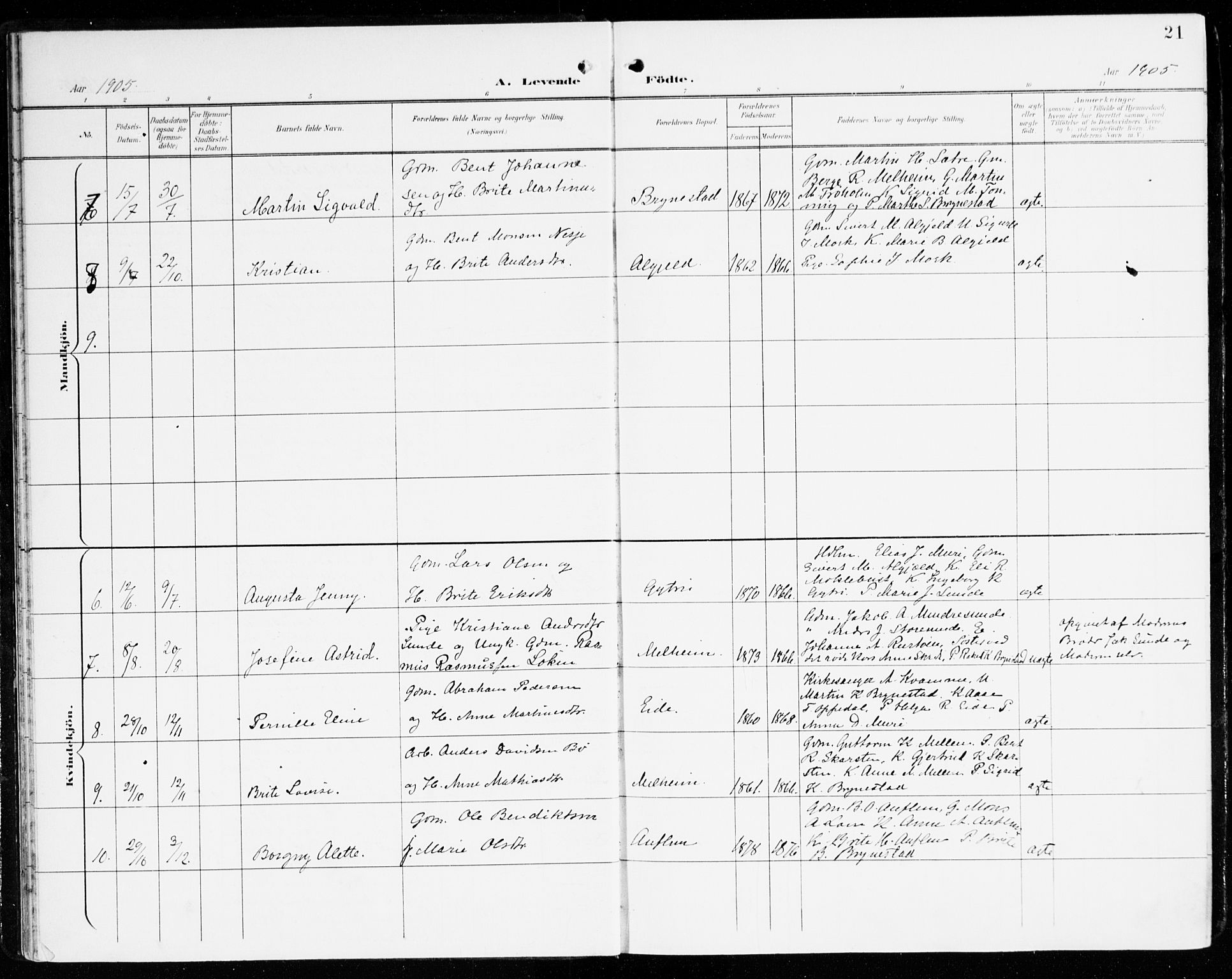 Innvik sokneprestembete, AV/SAB-A-80501: Parish register (official) no. C 2, 1900-1920, p. 21