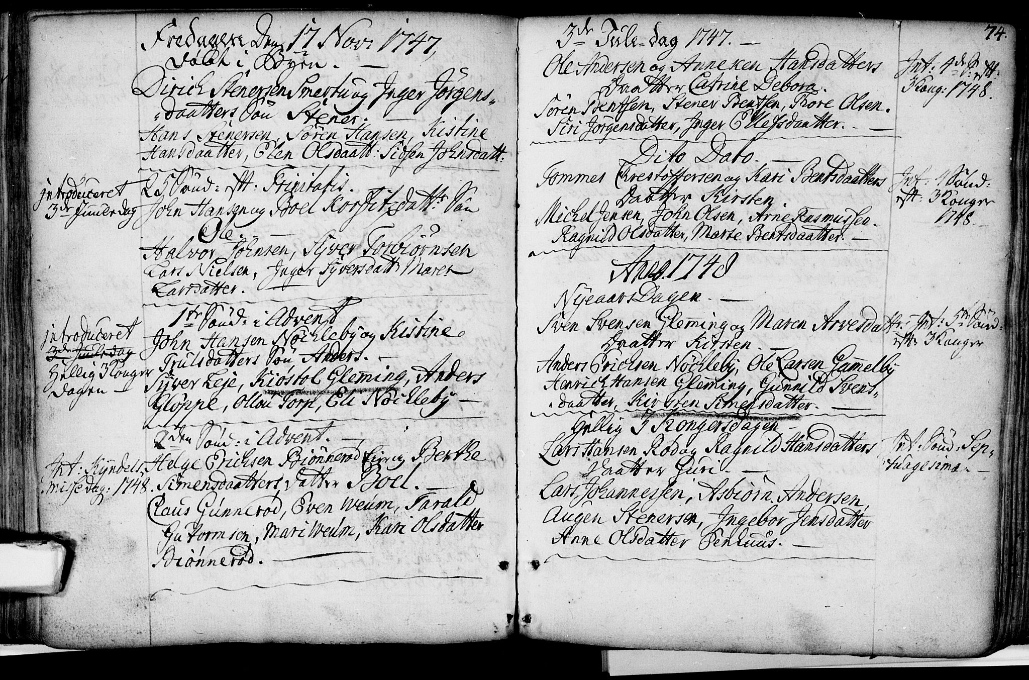 Glemmen prestekontor Kirkebøker, SAO/A-10908/F/Fa/L0001: Parish register (official) no. 1, 1733-1759, p. 74