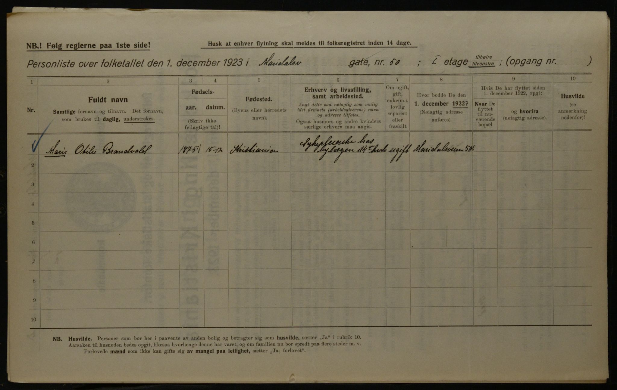 OBA, Municipal Census 1923 for Kristiania, 1923, p. 68140