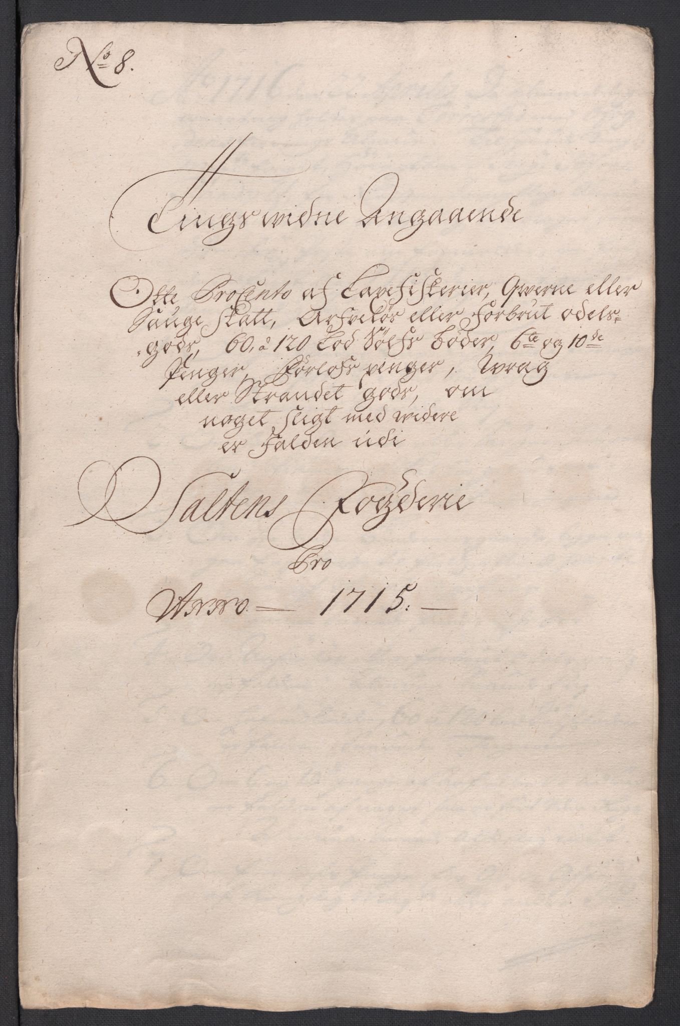 Rentekammeret inntil 1814, Reviderte regnskaper, Fogderegnskap, AV/RA-EA-4092/R66/L4585: Fogderegnskap Salten, 1715, p. 110