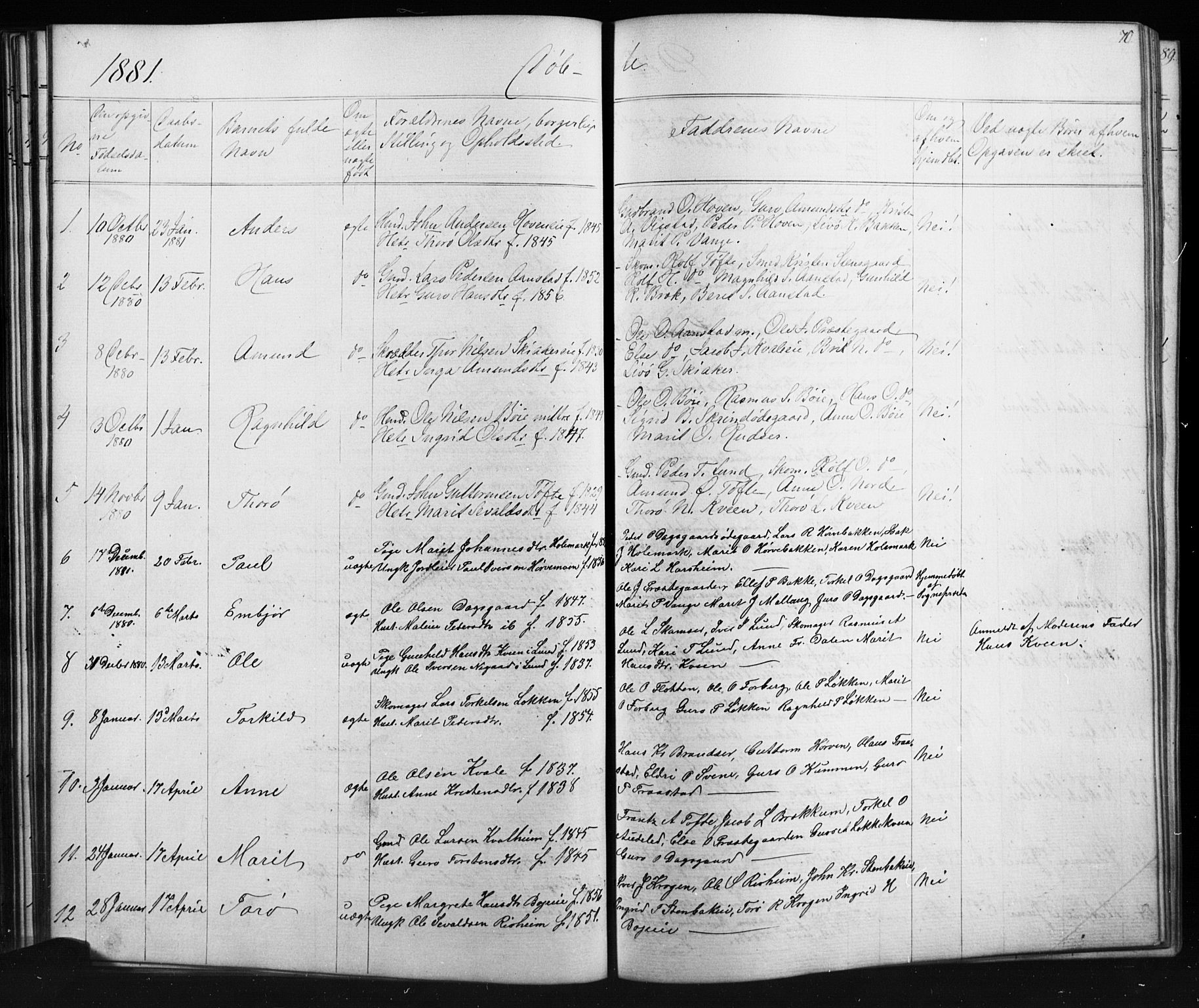 Skjåk prestekontor, SAH/PREST-072/H/Ha/Hab/L0001: Parish register (copy) no. 1, 1865-1893, p. 70
