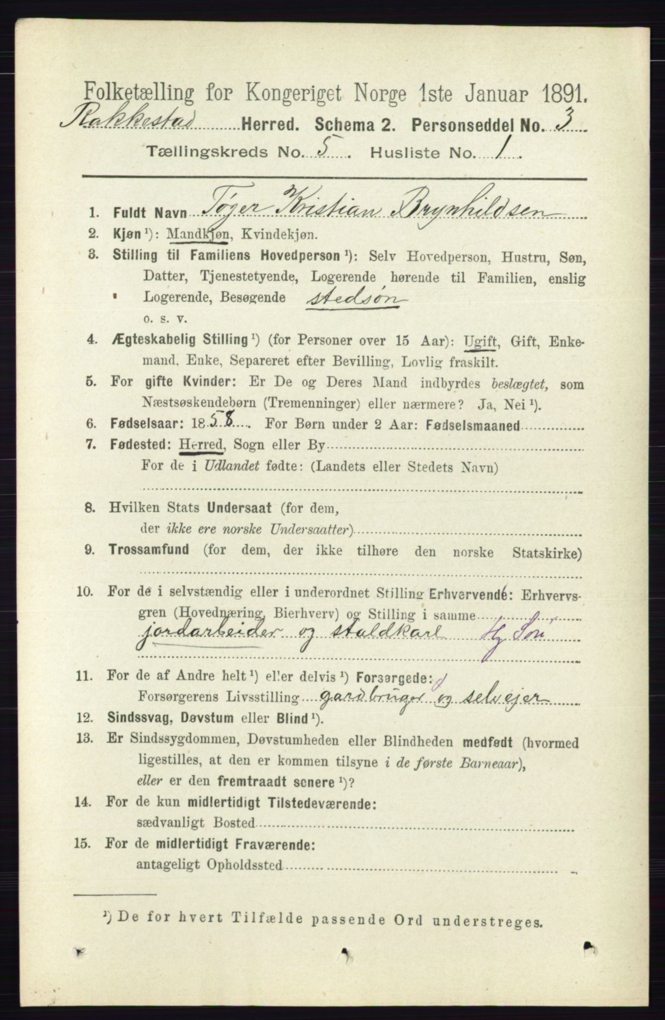 RA, 1891 census for 0128 Rakkestad, 1891, p. 2244