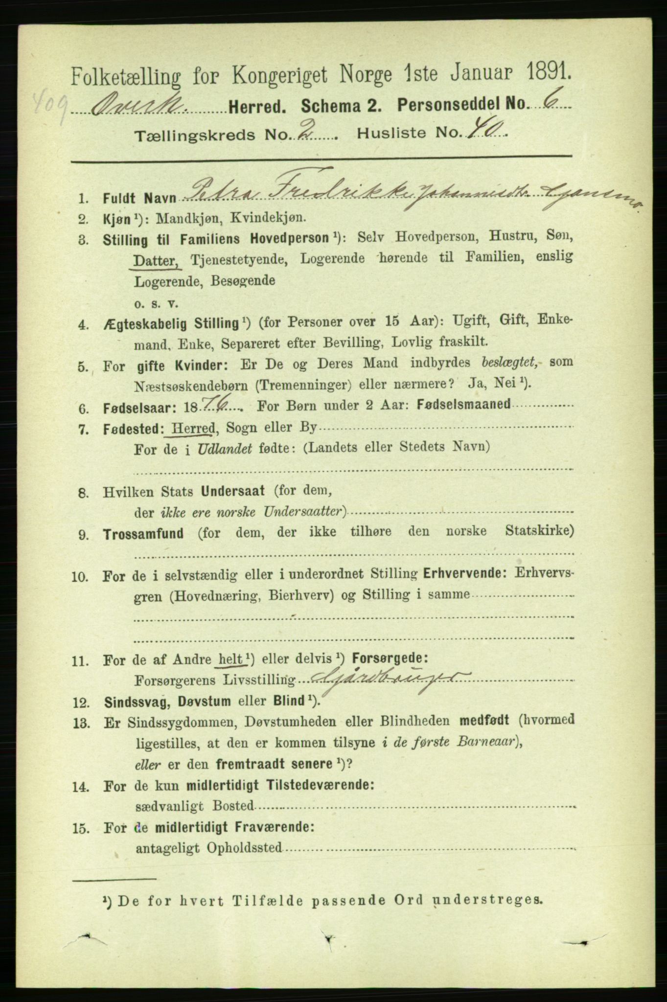 RA, 1891 census for 1744 Overhalla, 1891, p. 687