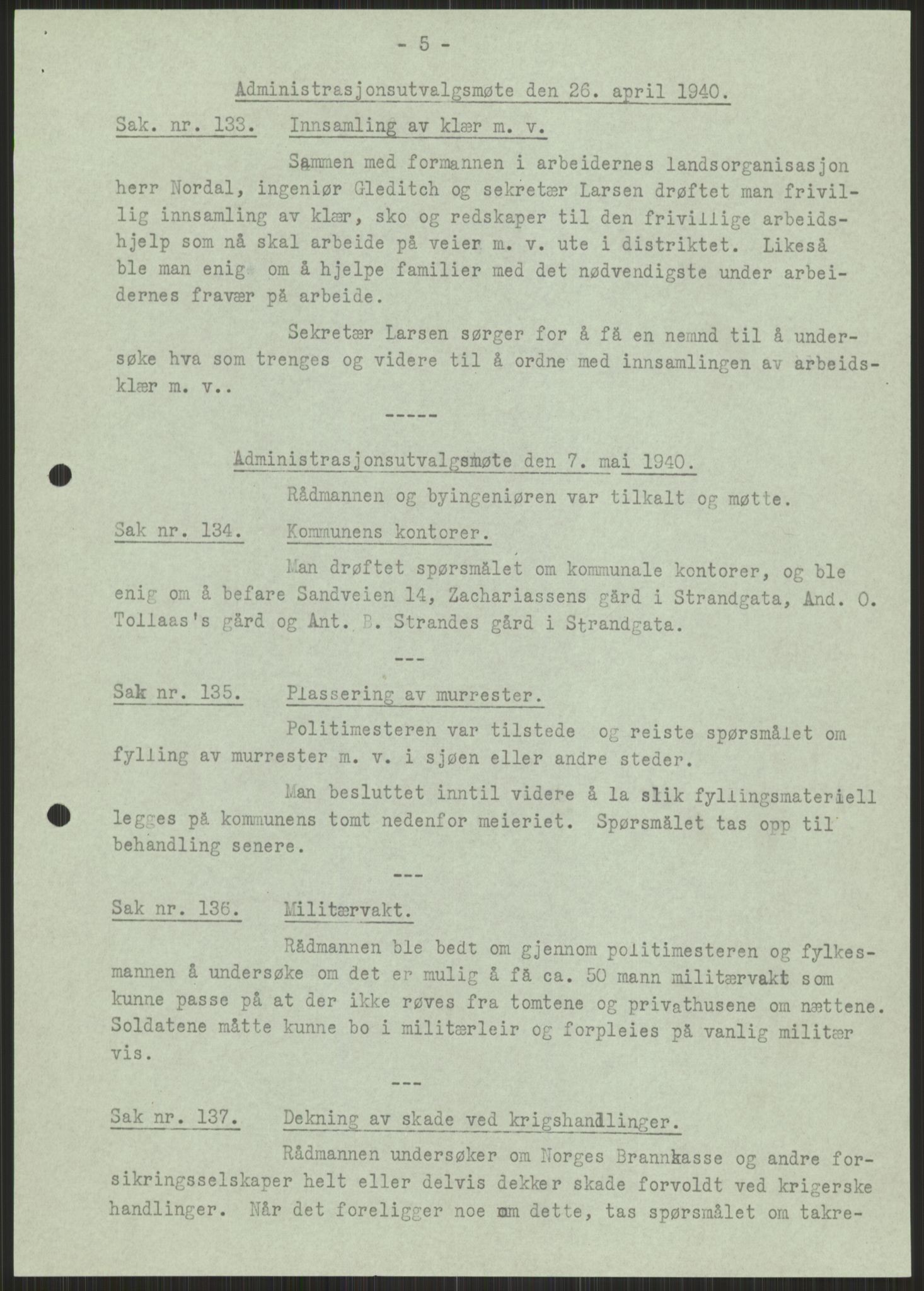 Forsvaret, Forsvarets krigshistoriske avdeling, AV/RA-RAFA-2017/Y/Ya/L0015: II-C-11-31 - Fylkesmenn.  Rapporter om krigsbegivenhetene 1940., 1940, p. 721