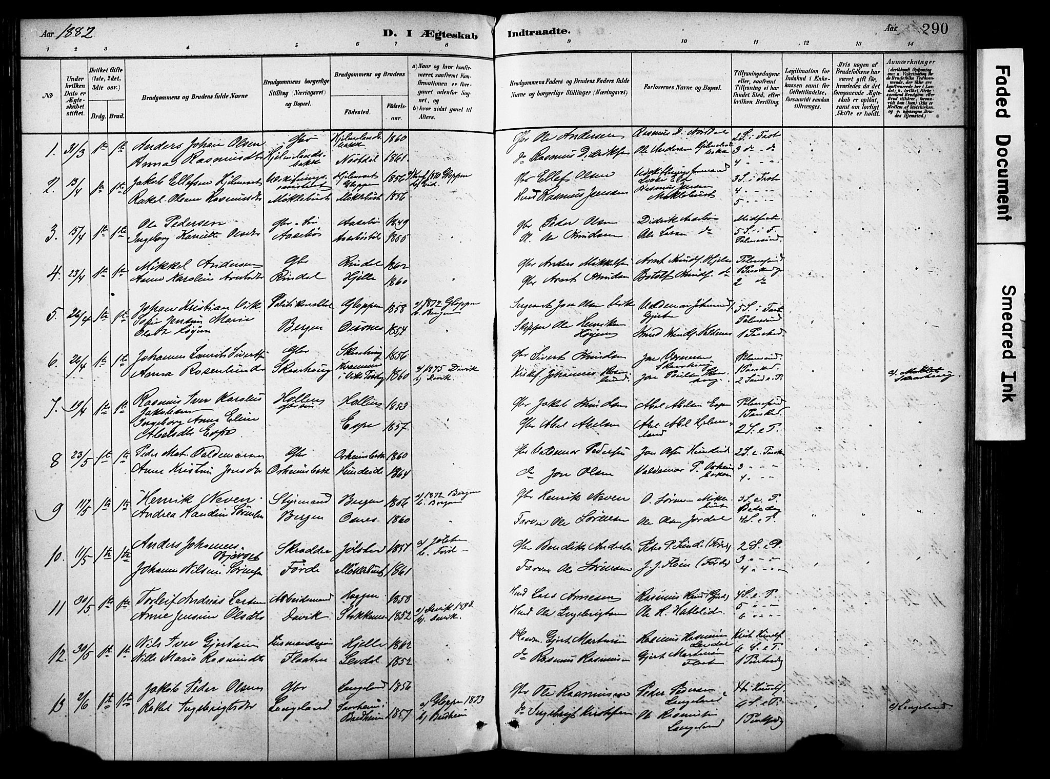 Eid sokneprestembete, SAB/A-82301/H/Haa/Haab/L0001: Parish register (official) no. B 1, 1879-1906, p. 290