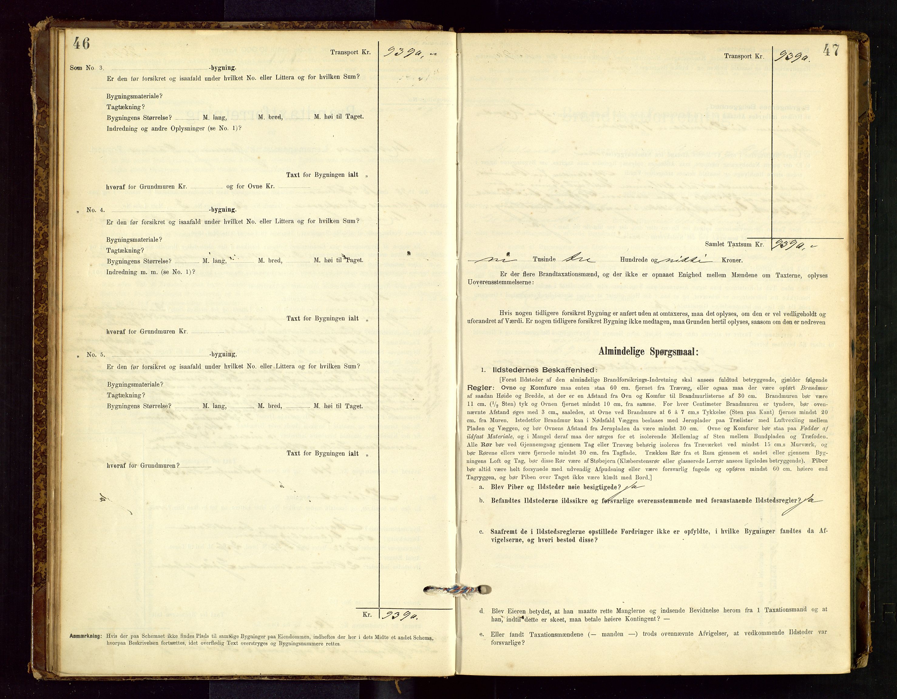 Hetland lensmannskontor, SAST/A-100101/Gob/L0001: "Brandtaxationsprotokol", 1895-1918, p. 46-47