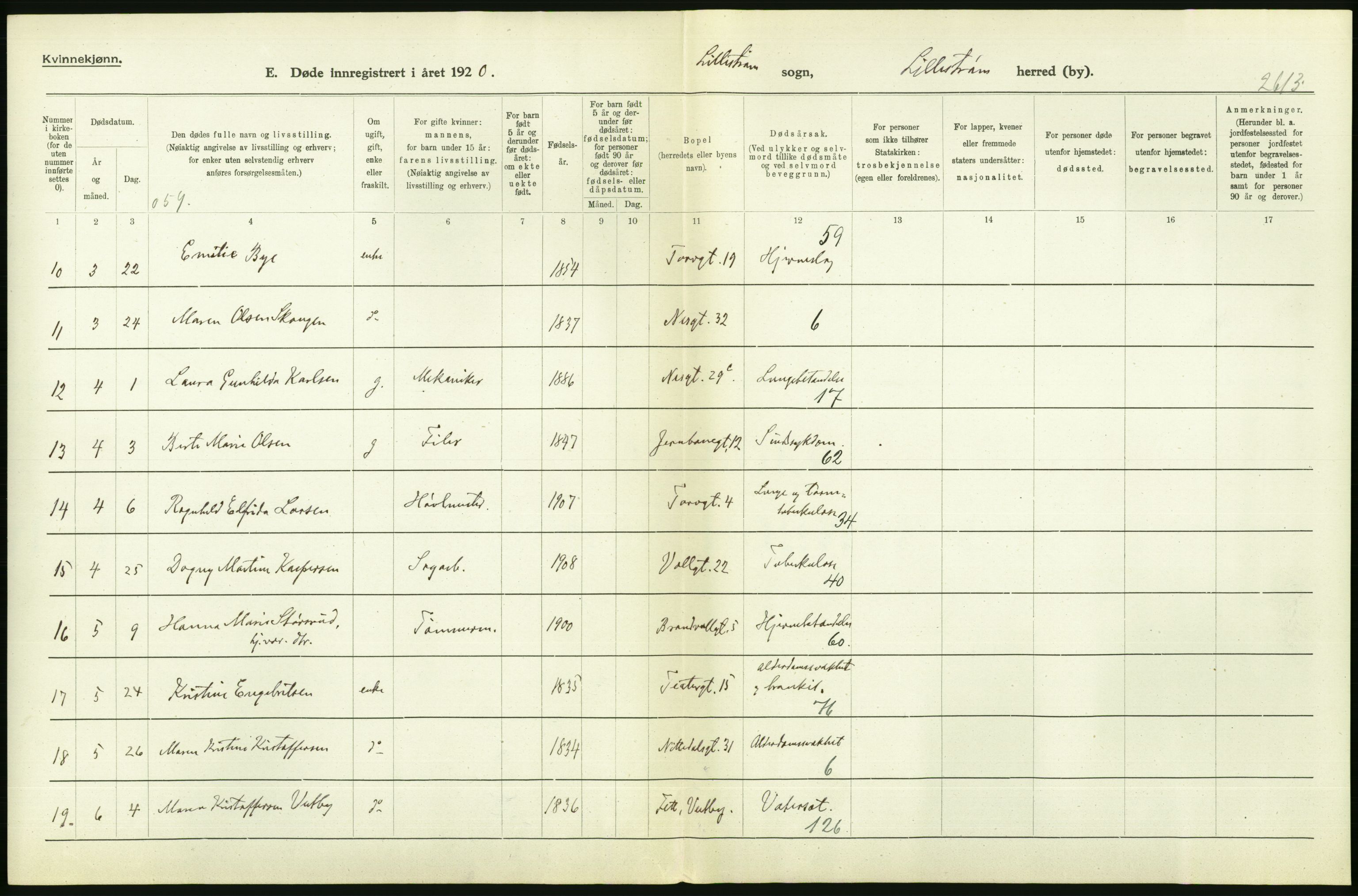 Statistisk sentralbyrå, Sosiodemografiske emner, Befolkning, RA/S-2228/D/Df/Dfb/Dfbj/L0007: Akershus fylke: Døde. Bygder og byer., 1920, p. 418