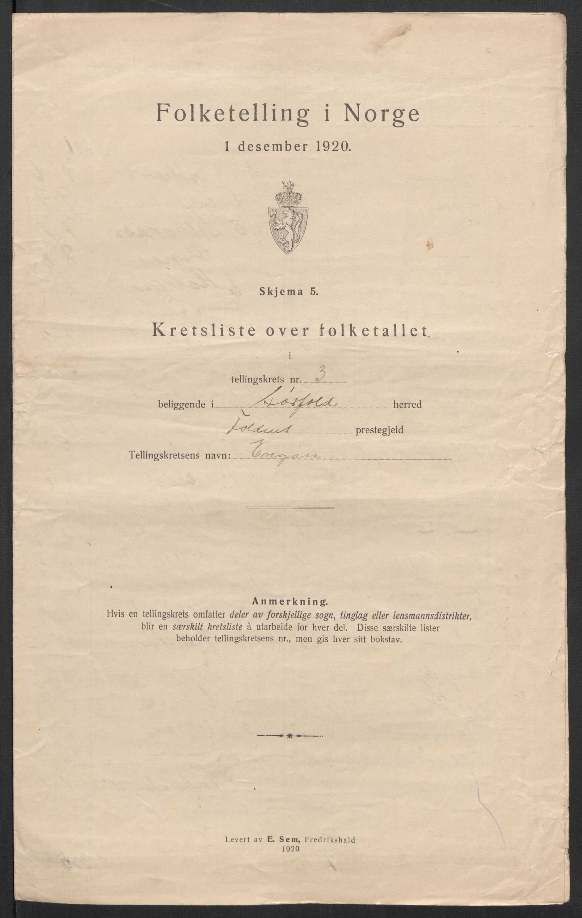 SAT, 1920 census for Sørfold, 1920, p. 12