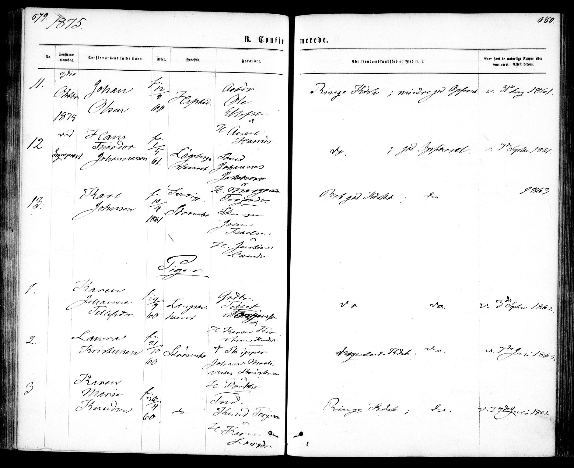 Tromøy sokneprestkontor, SAK/1111-0041/F/Fa/L0008: Parish register (official) no. A 8, 1870-1877, p. 679-680