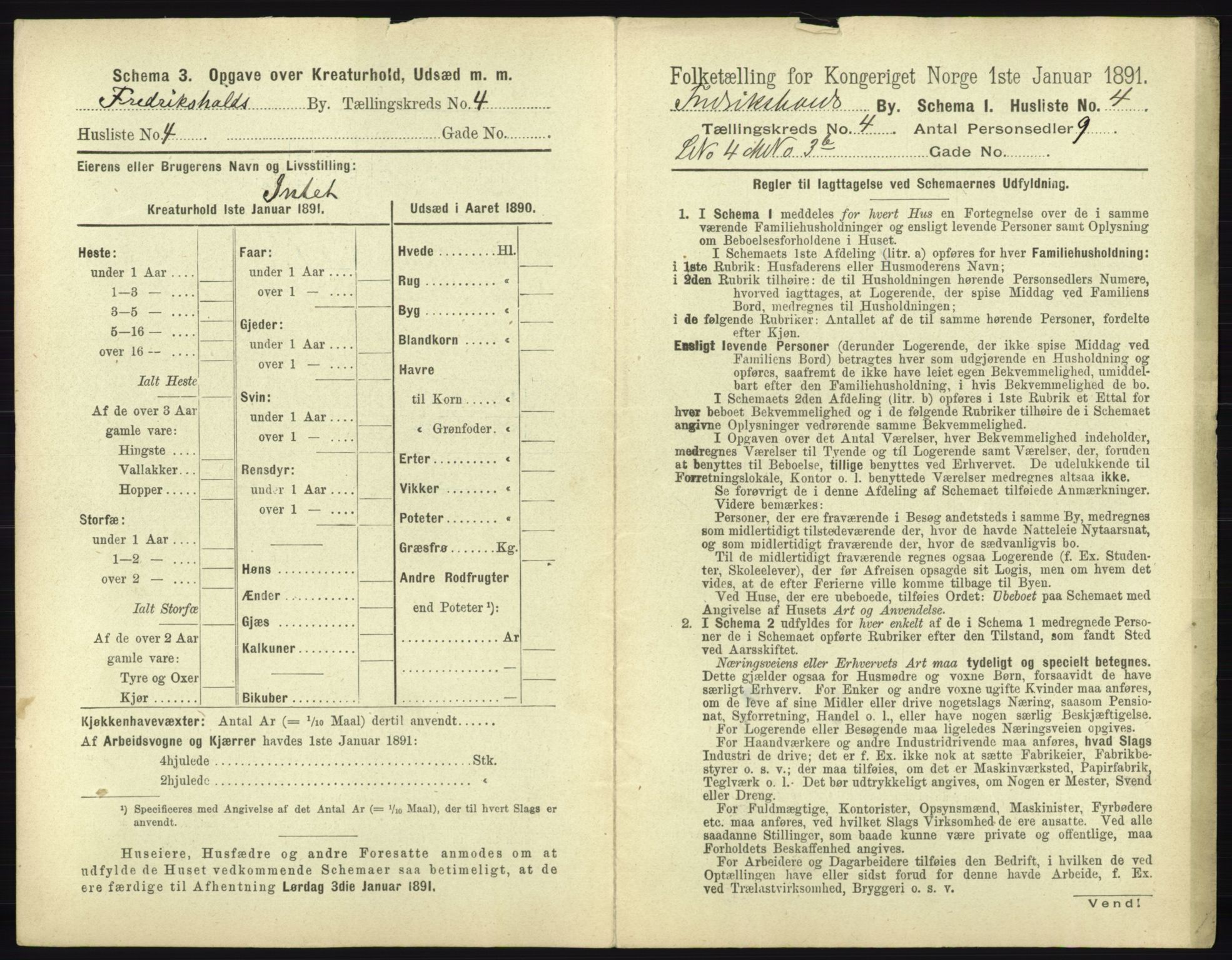 RA, 1891 census for 0101 Fredrikshald, 1891, p. 364