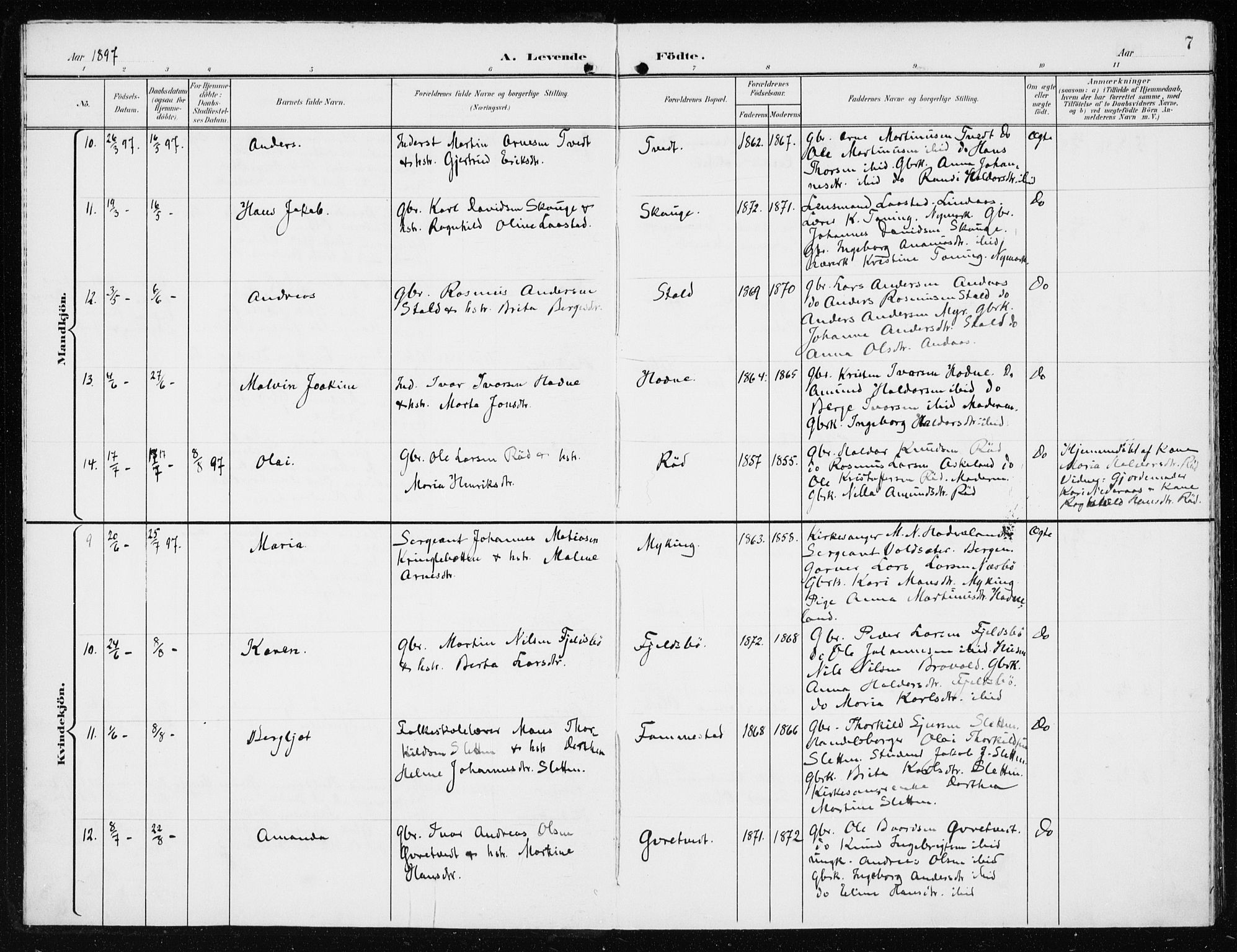 Lindås Sokneprestembete, AV/SAB-A-76701/H/Haa/Haaf/L0002: Parish register (official) no. F  2, 1897-1909, p. 7