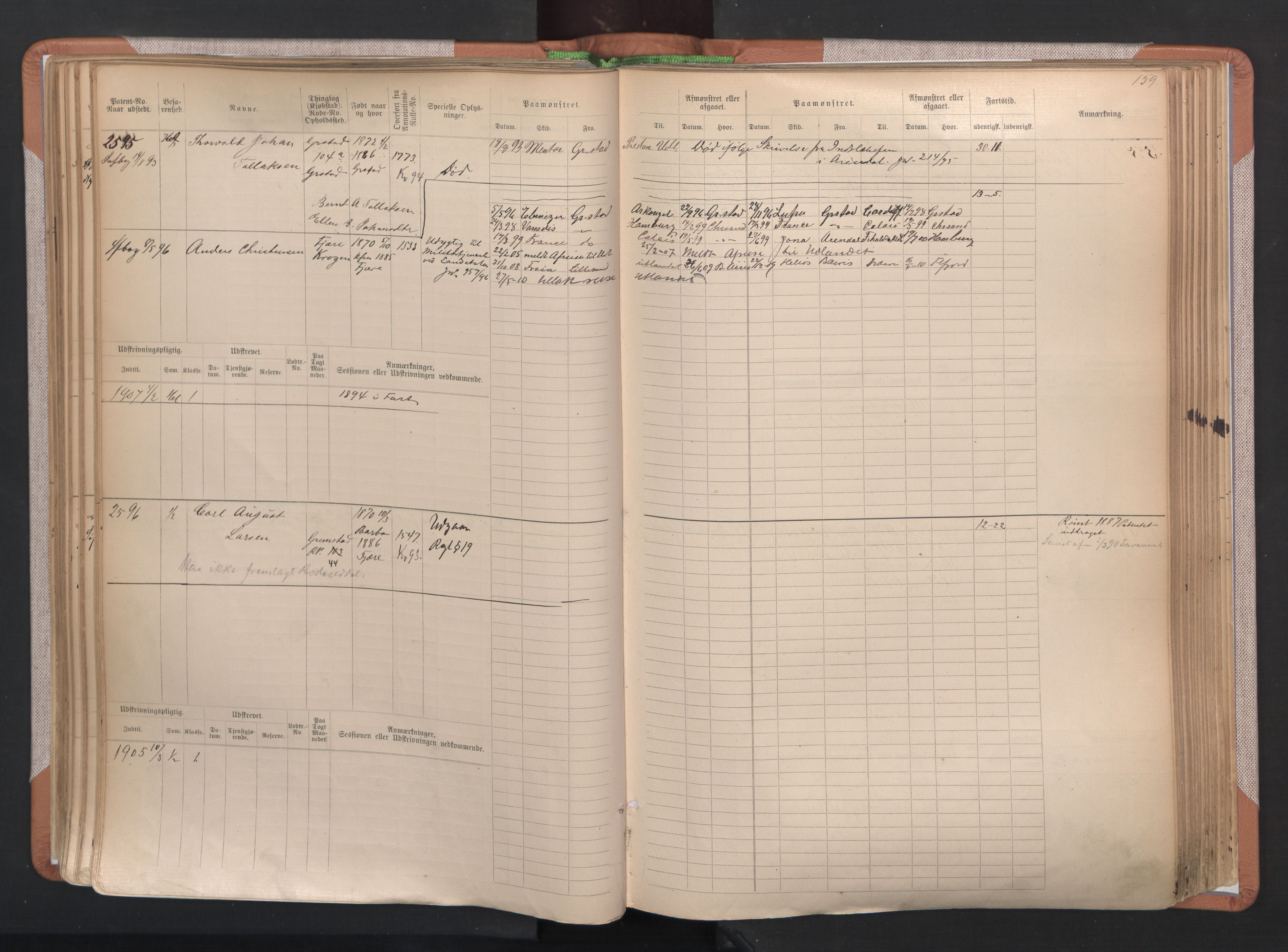 Grimstad mønstringskrets, AV/SAK-2031-0013/F/Fb/L0004: Hovedrulle A nr 2277-3042, F-7, 1889-1940, p. 167