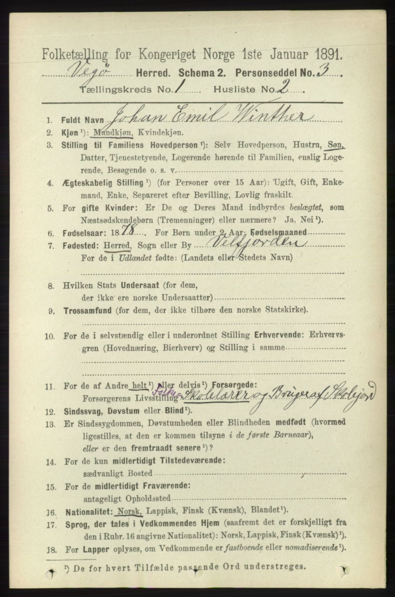 RA, 1891 census for 1815 Vega, 1891, p. 115