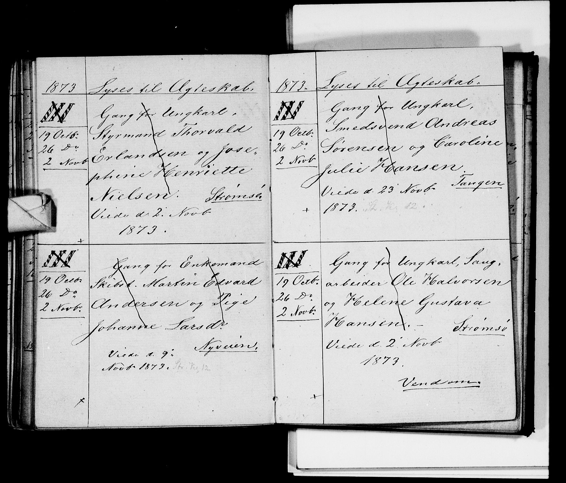 Strømsø kirkebøker, AV/SAKO-A-246/H/Ha/L0003: Banns register no. 3, 1866-1874