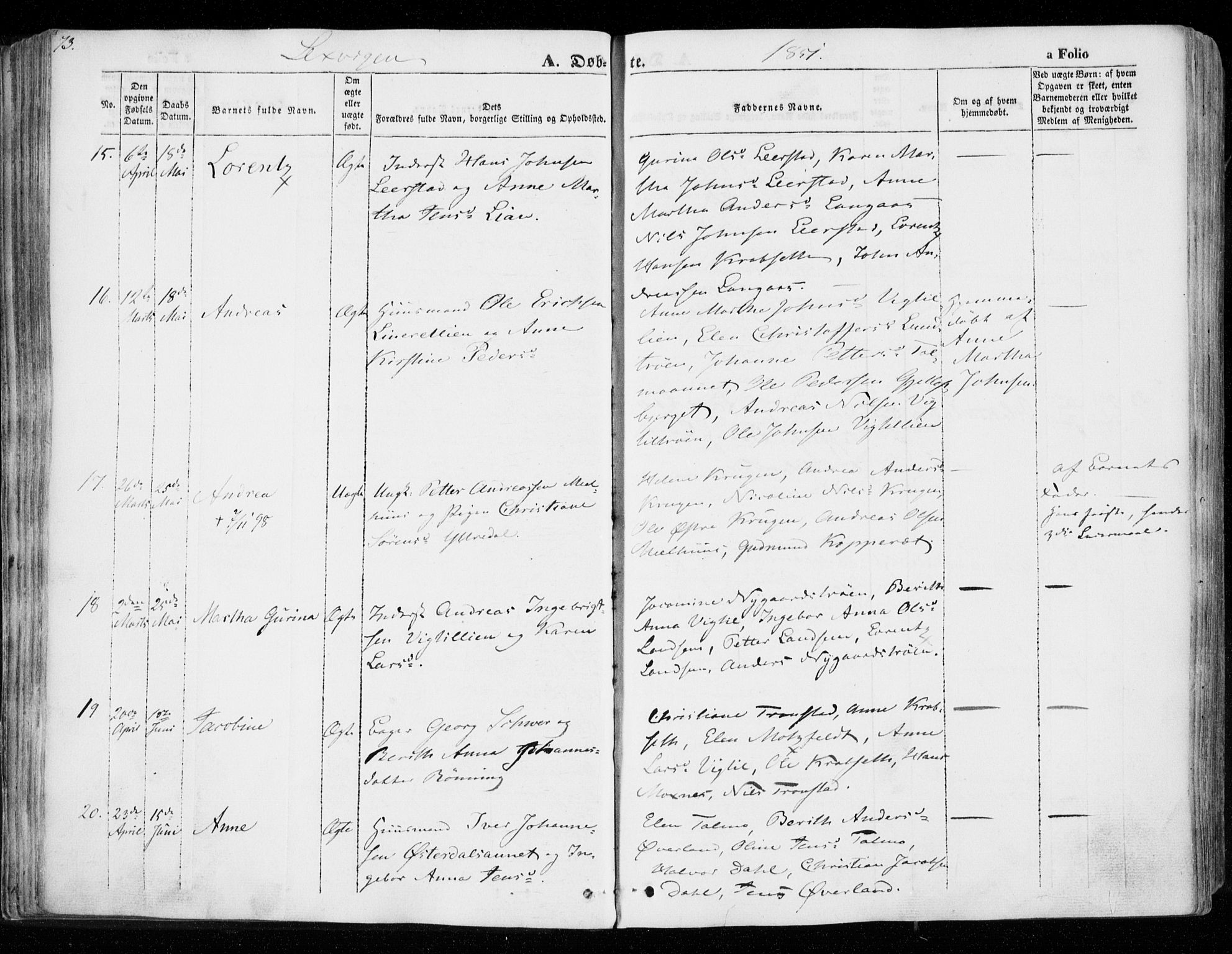Ministerialprotokoller, klokkerbøker og fødselsregistre - Nord-Trøndelag, SAT/A-1458/701/L0007: Parish register (official) no. 701A07 /1, 1842-1854, p. 73