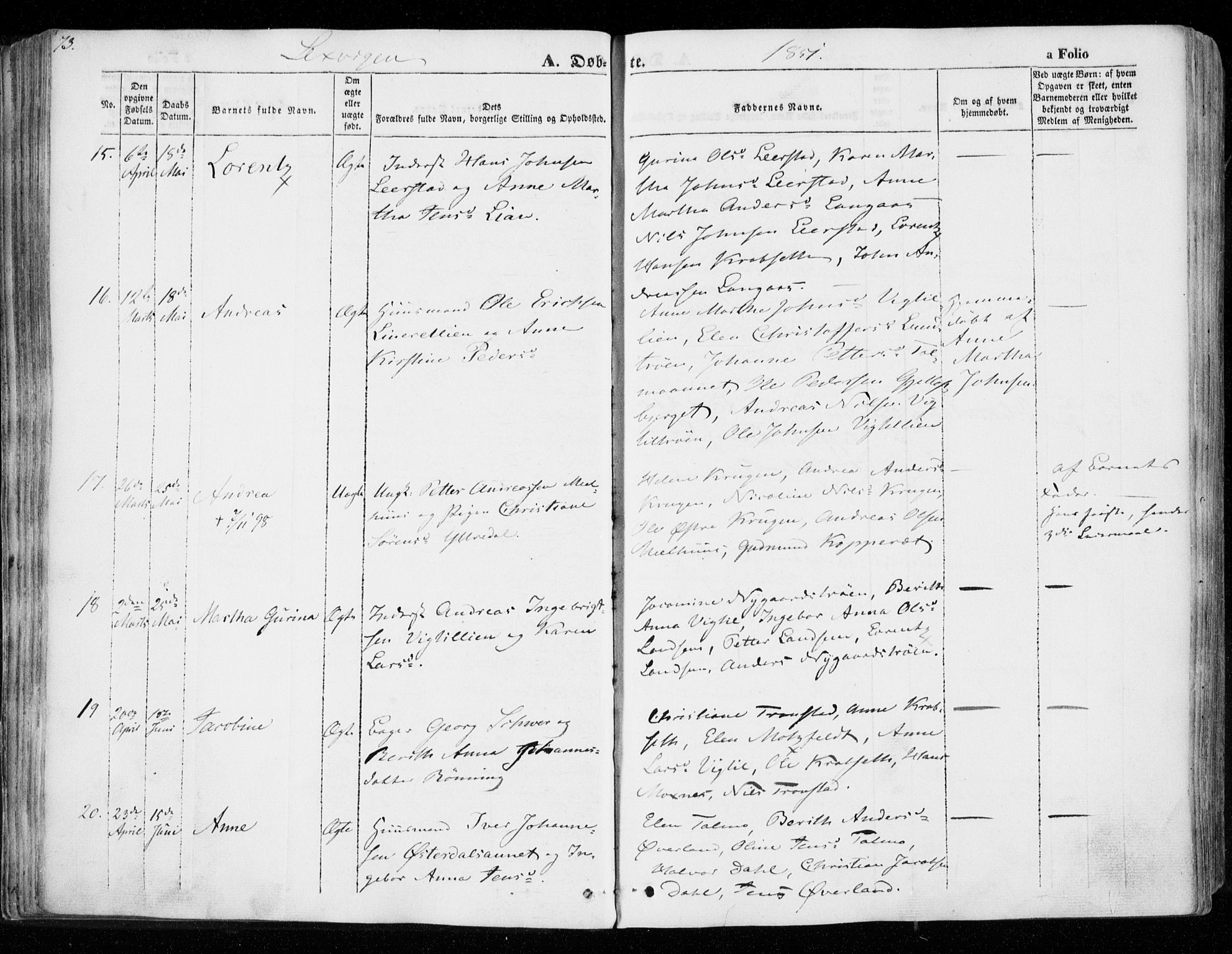 Ministerialprotokoller, klokkerbøker og fødselsregistre - Nord-Trøndelag, AV/SAT-A-1458/701/L0007: Parish register (official) no. 701A07 /1, 1842-1854, p. 73