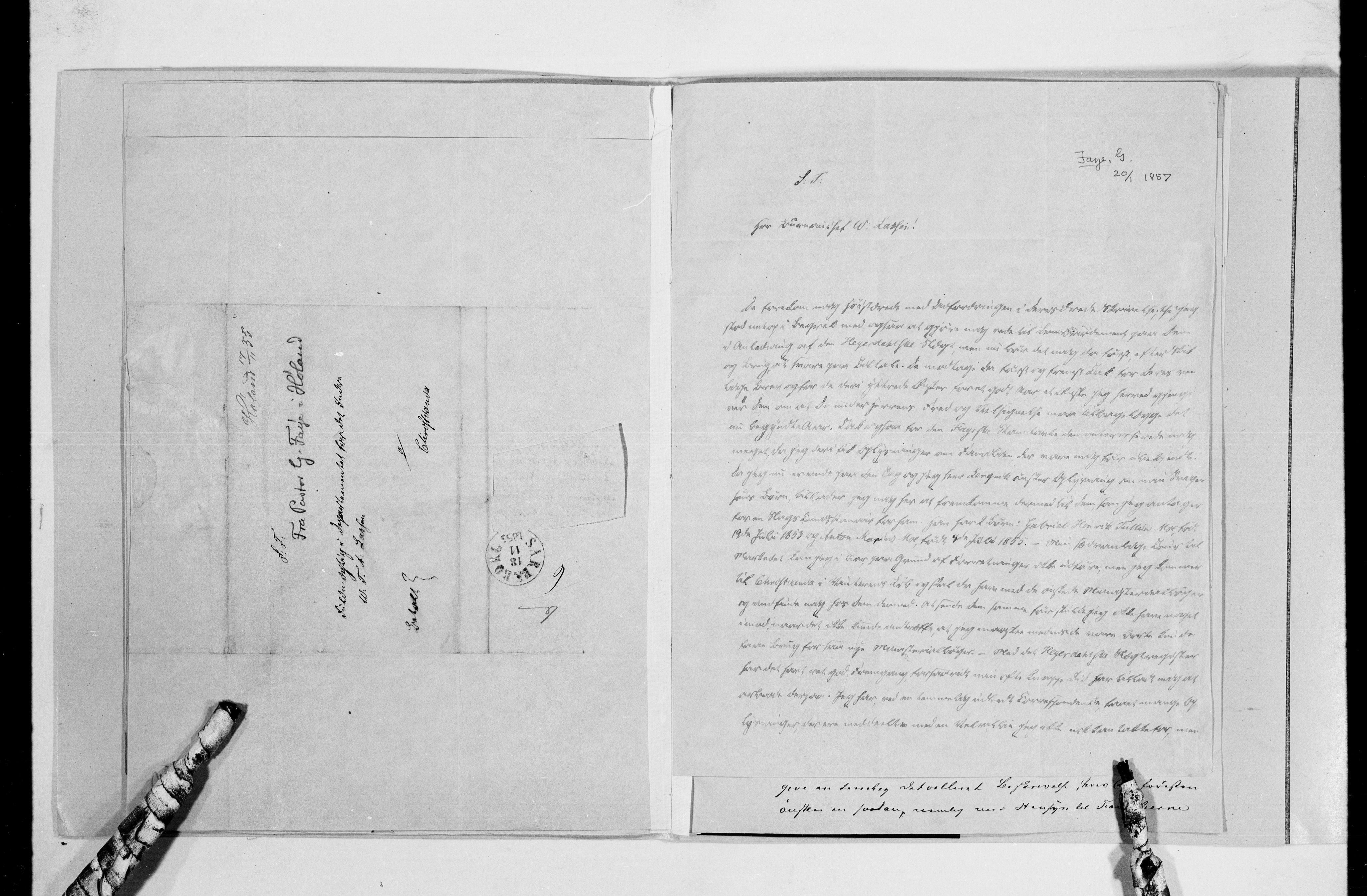 Lassens samlinger, AV/RA-PA-0051/G/L0097: Alfabetisk ordnede brev til Wilhelm Lassen: Fabritius - Grønvold, 1815-1907, p. 34