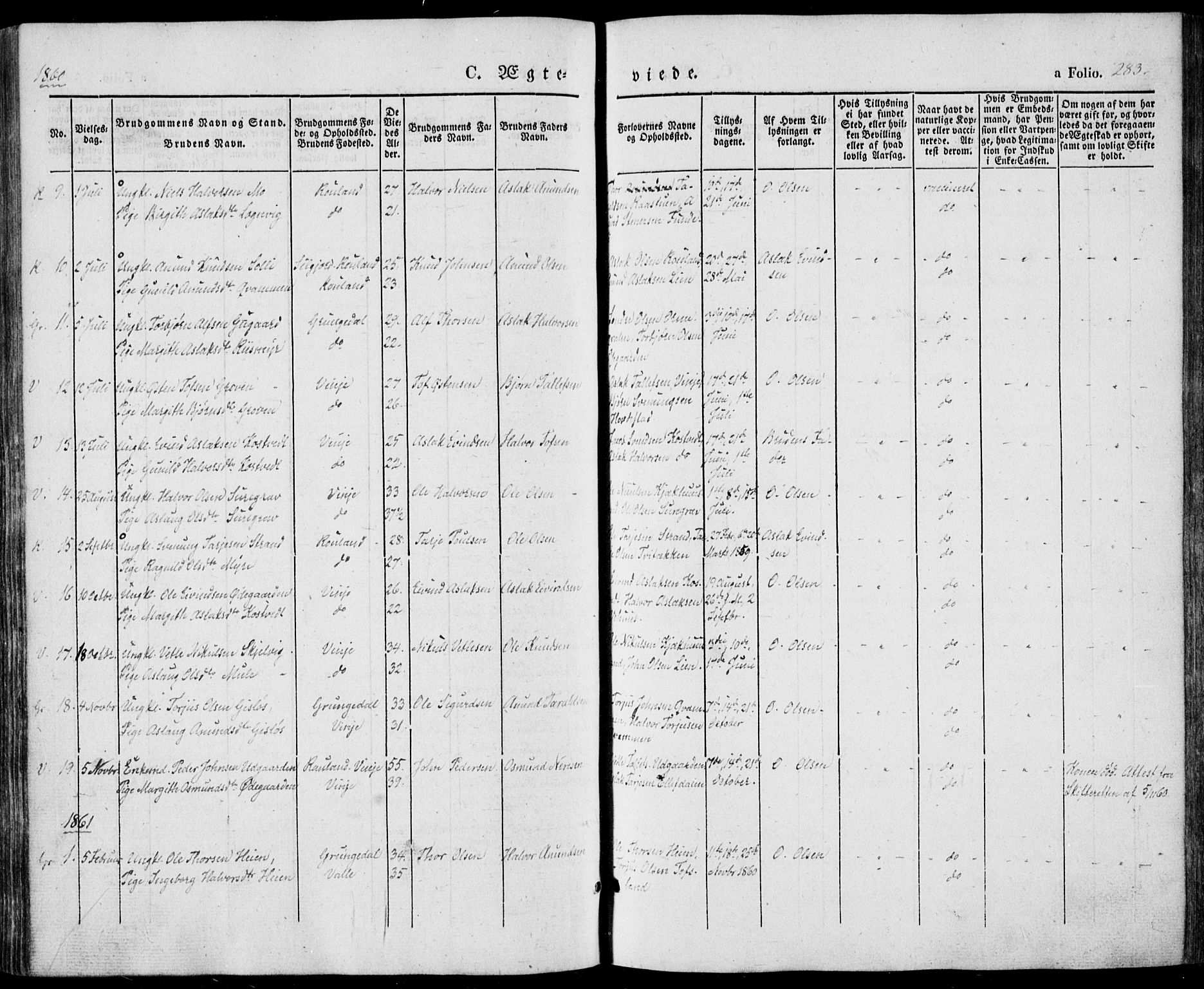 Vinje kirkebøker, SAKO/A-312/F/Fa/L0004: Parish register (official) no. I 4, 1843-1869, p. 283