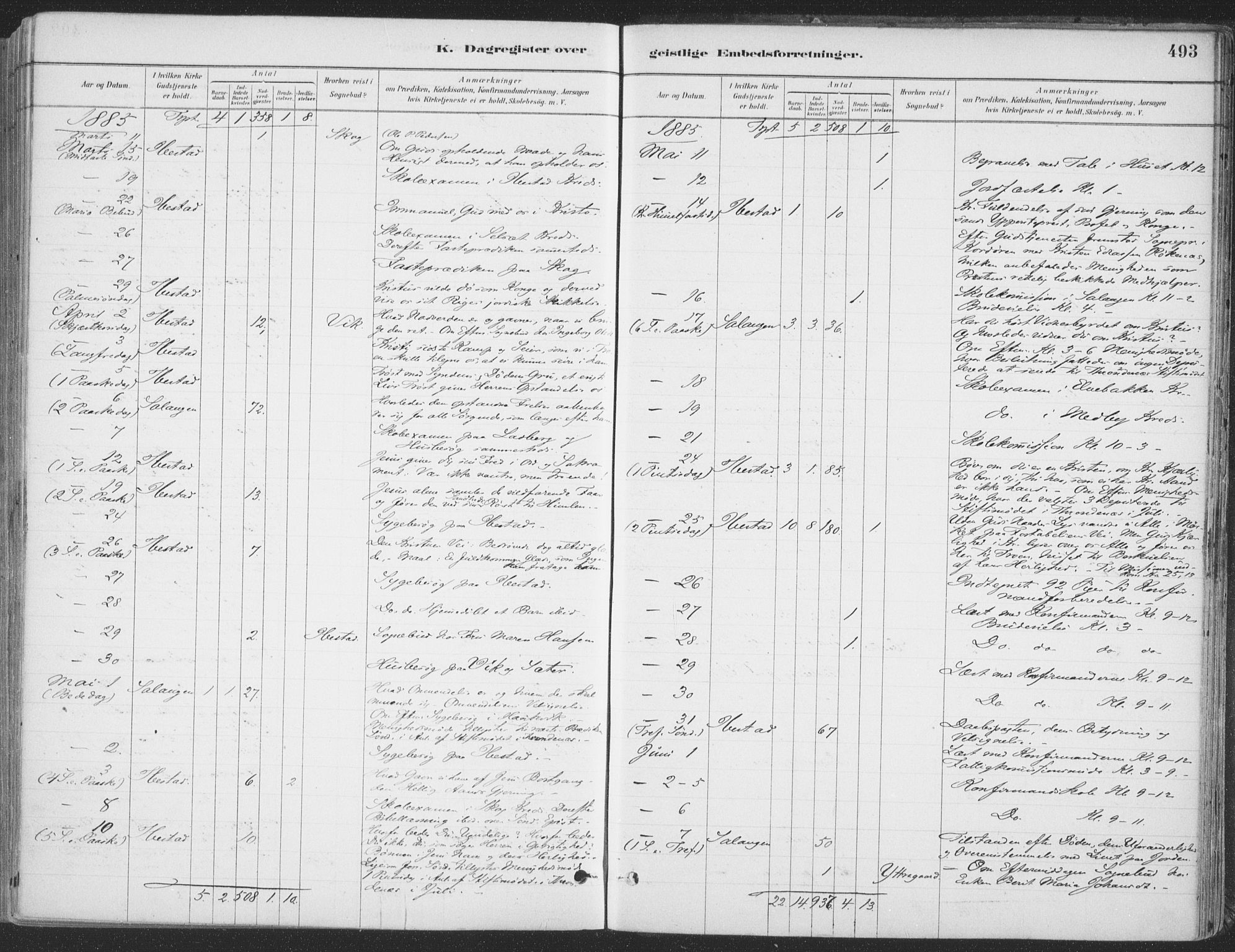 Ibestad sokneprestembete, SATØ/S-0077/H/Ha/Haa/L0011kirke: Parish register (official) no. 11, 1880-1889, p. 493