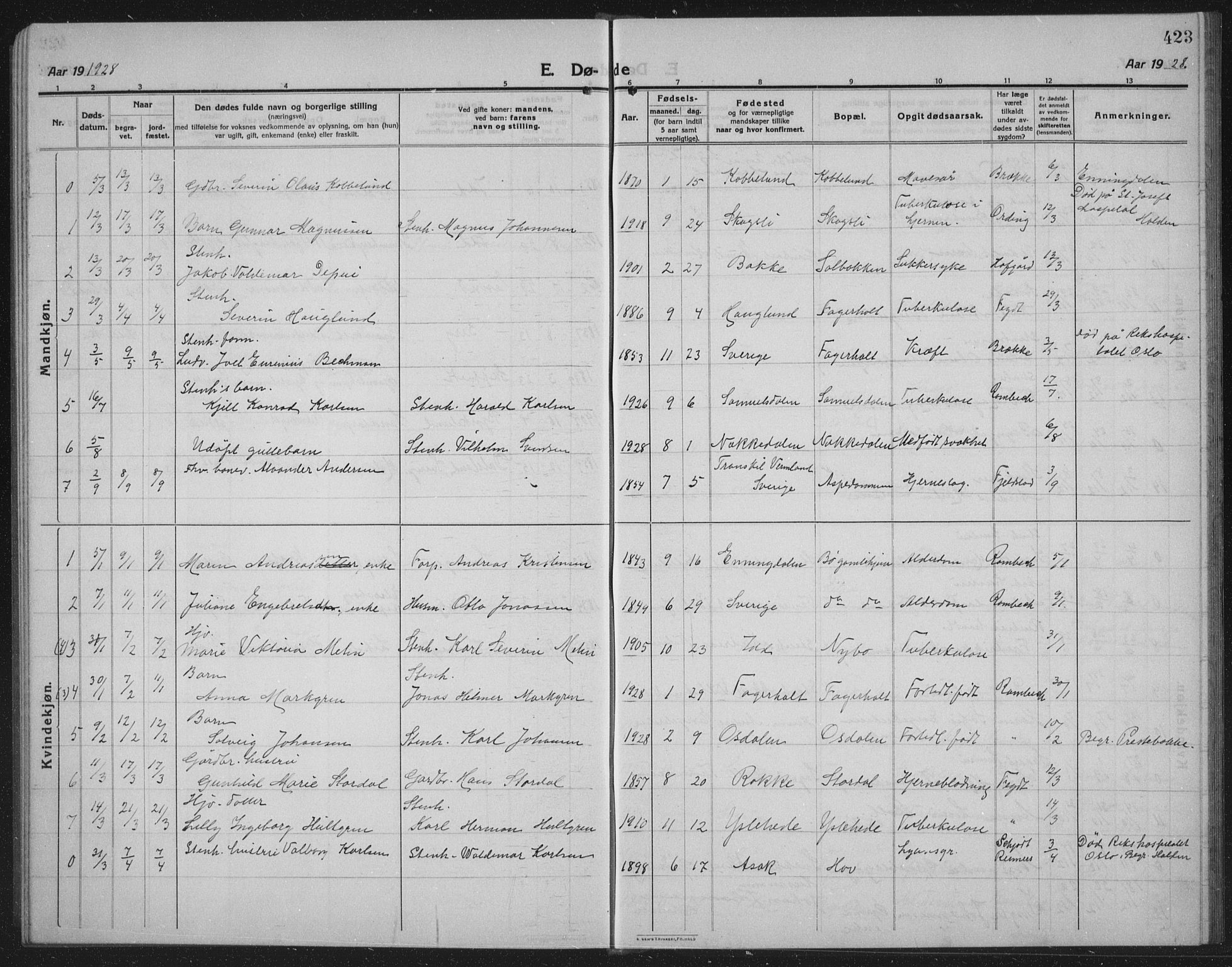 Idd prestekontor Kirkebøker, SAO/A-10911/G/Gb/L0003: Parish register (copy) no. II 3, 1914-1940, p. 423
