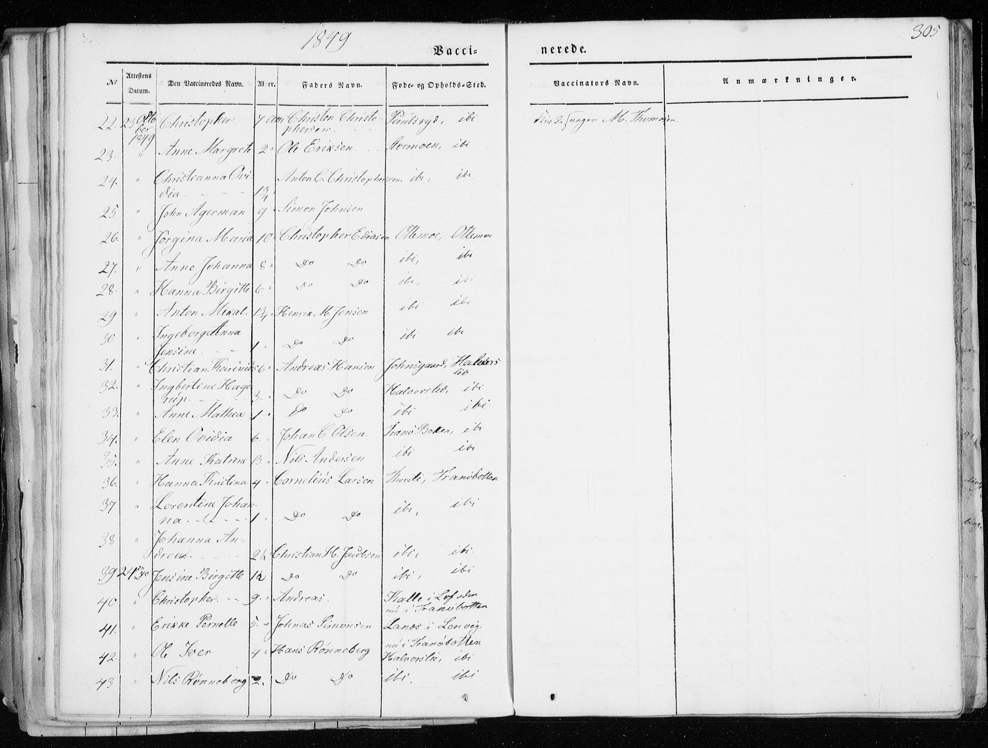 Tranøy sokneprestkontor, AV/SATØ-S-1313/I/Ia/Iaa/L0006kirke: Parish register (official) no. 6, 1844-1855, p. 305