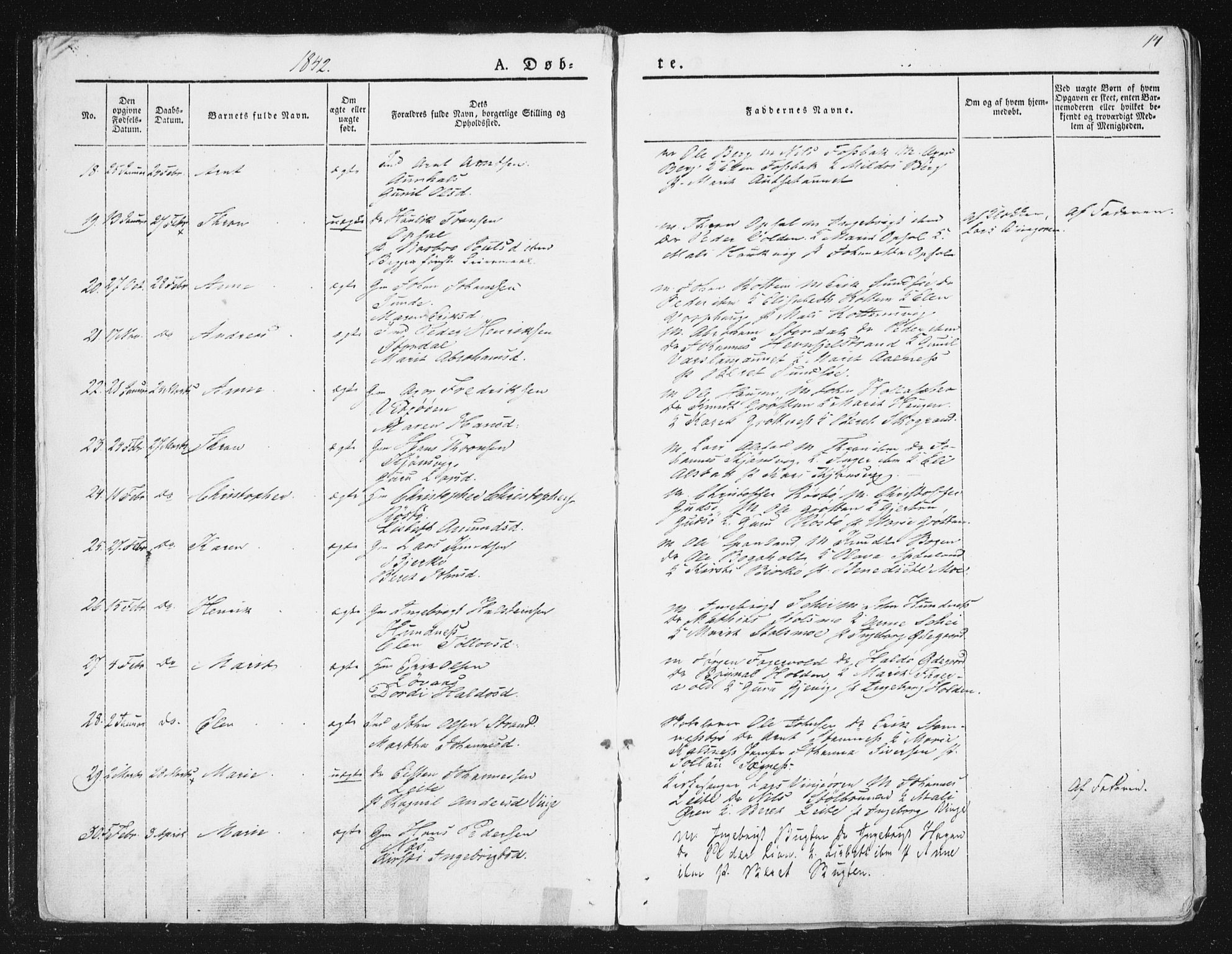 Ministerialprotokoller, klokkerbøker og fødselsregistre - Sør-Trøndelag, SAT/A-1456/630/L0493: Parish register (official) no. 630A06, 1841-1851, p. 14