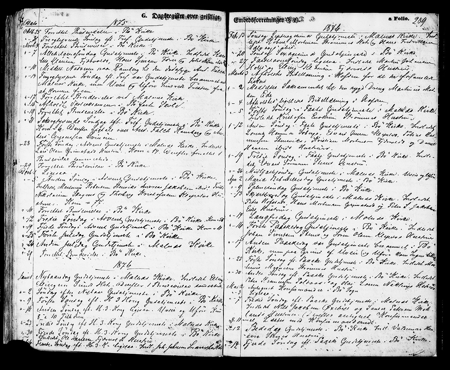 Ministerialprotokoller, klokkerbøker og fødselsregistre - Nordland, SAT/A-1459/891/L1301: Parish register (official) no. 891A06, 1870-1878, p. 289