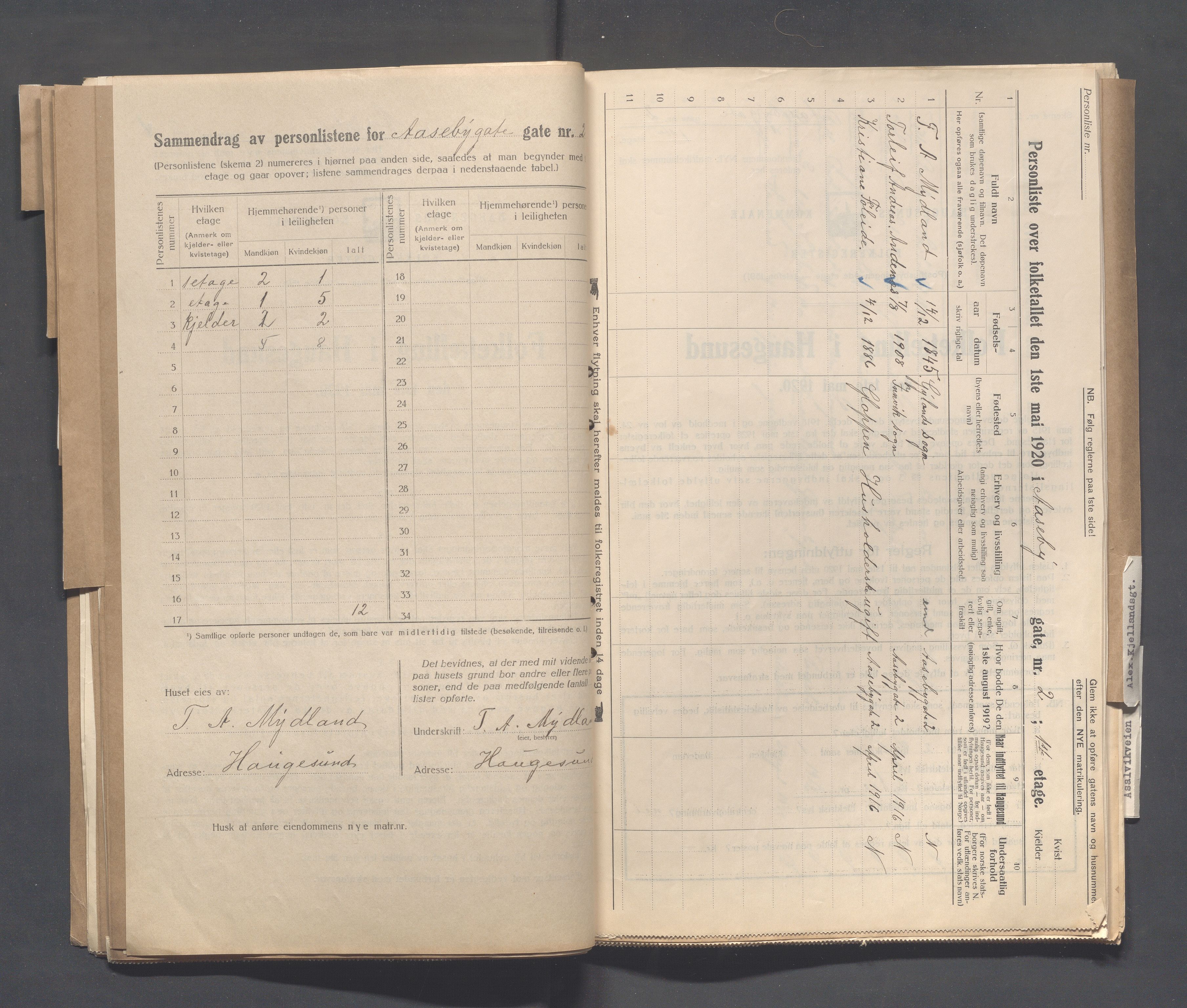 IKAR, Local census 1.5.1920 for Haugesund, 1920, p. 24