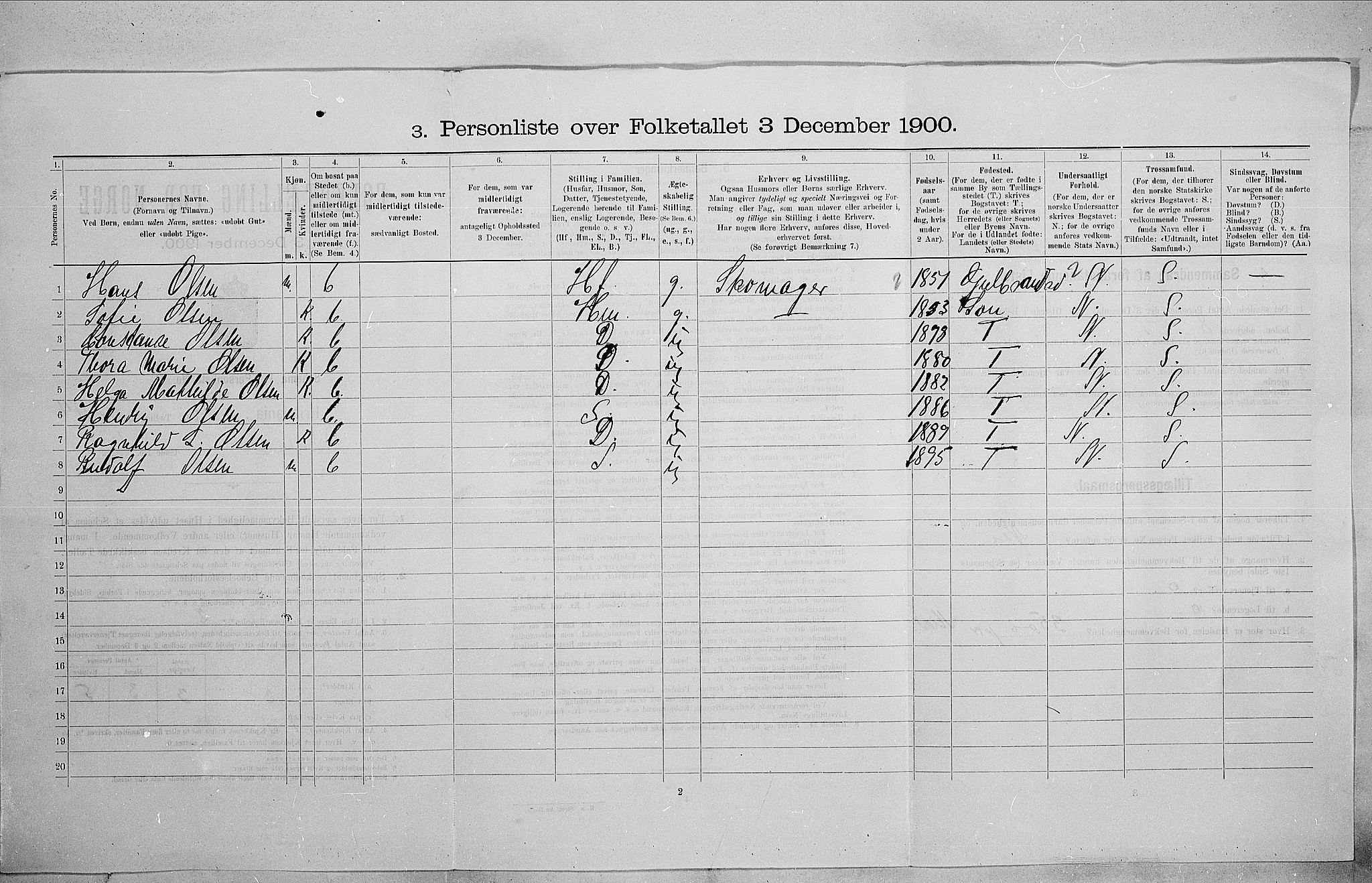 SAO, 1900 census for Kristiania, 1900, p. 55007