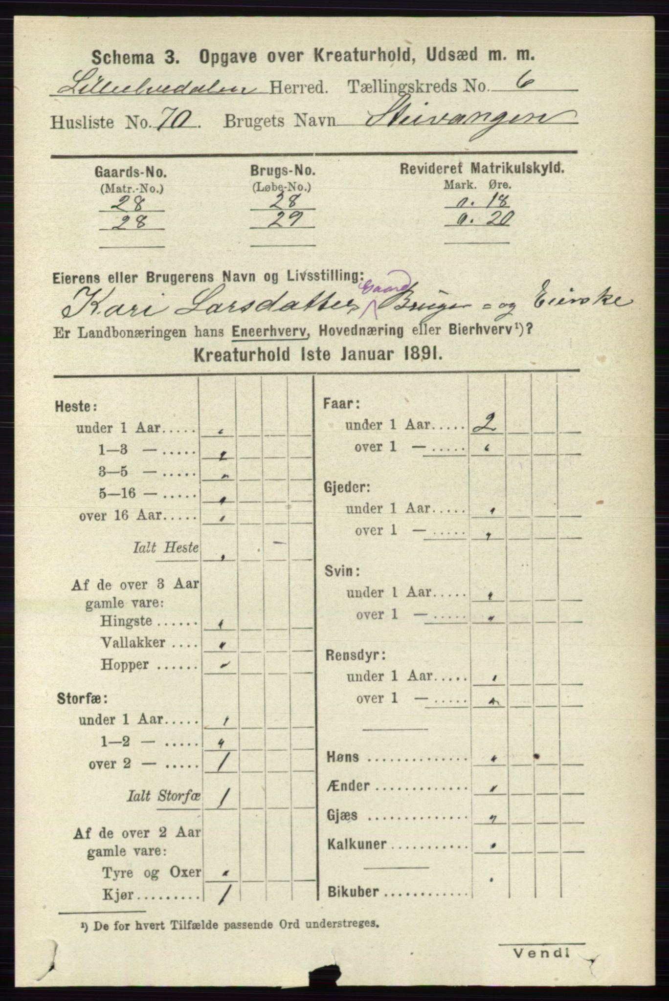 RA, 1891 census for 0438 Lille Elvedalen, 1891, p. 4510