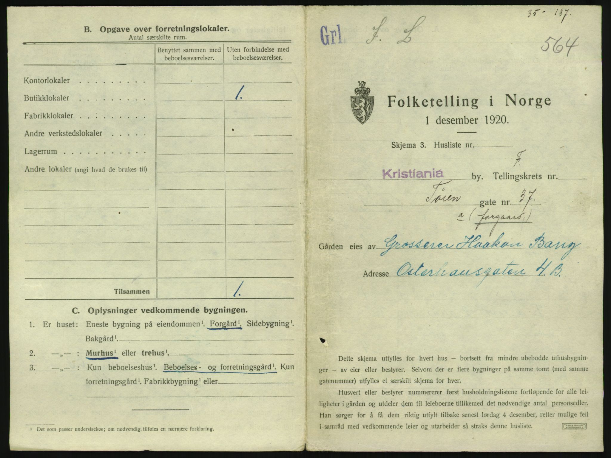 SAO, 1920 census for Kristiania, 1920, p. 120703