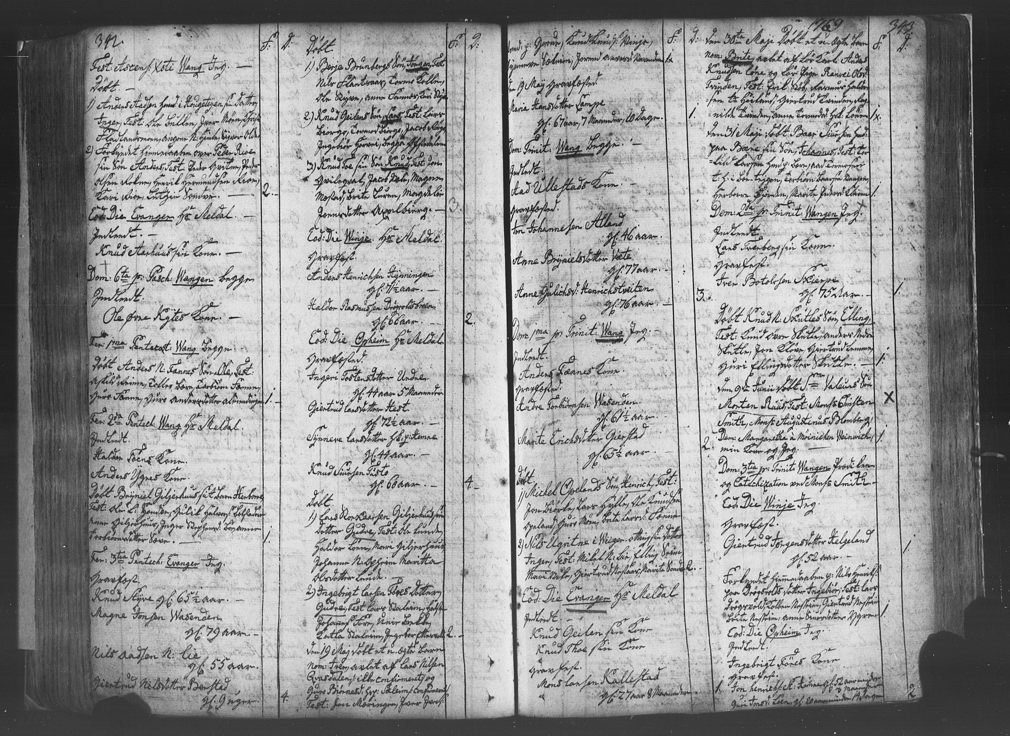 Voss sokneprestembete, AV/SAB-A-79001/H/Haa: Parish register (official) no. A 8, 1752-1780, p. 342-343