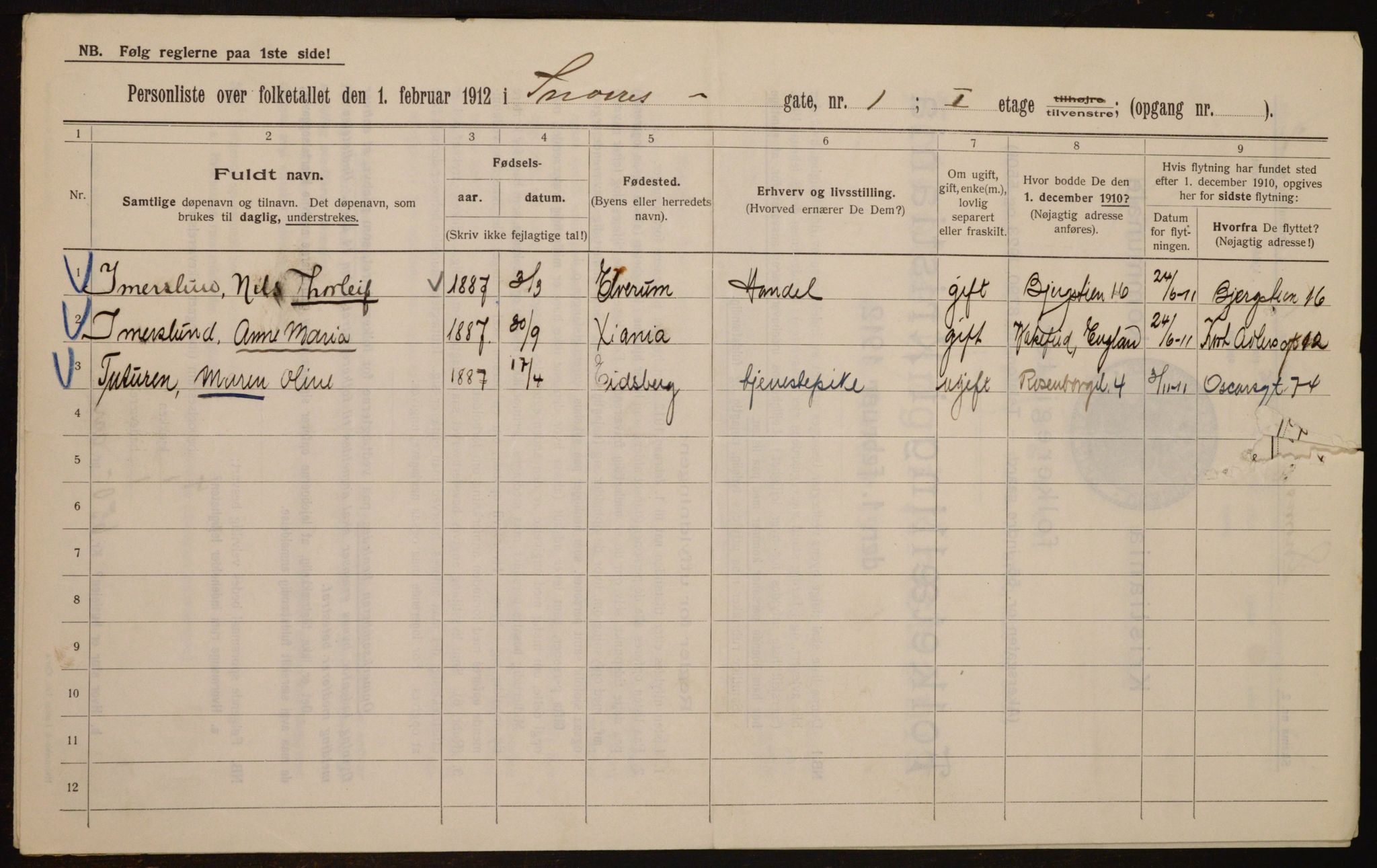 OBA, Municipal Census 1912 for Kristiania, 1912, p. 98417