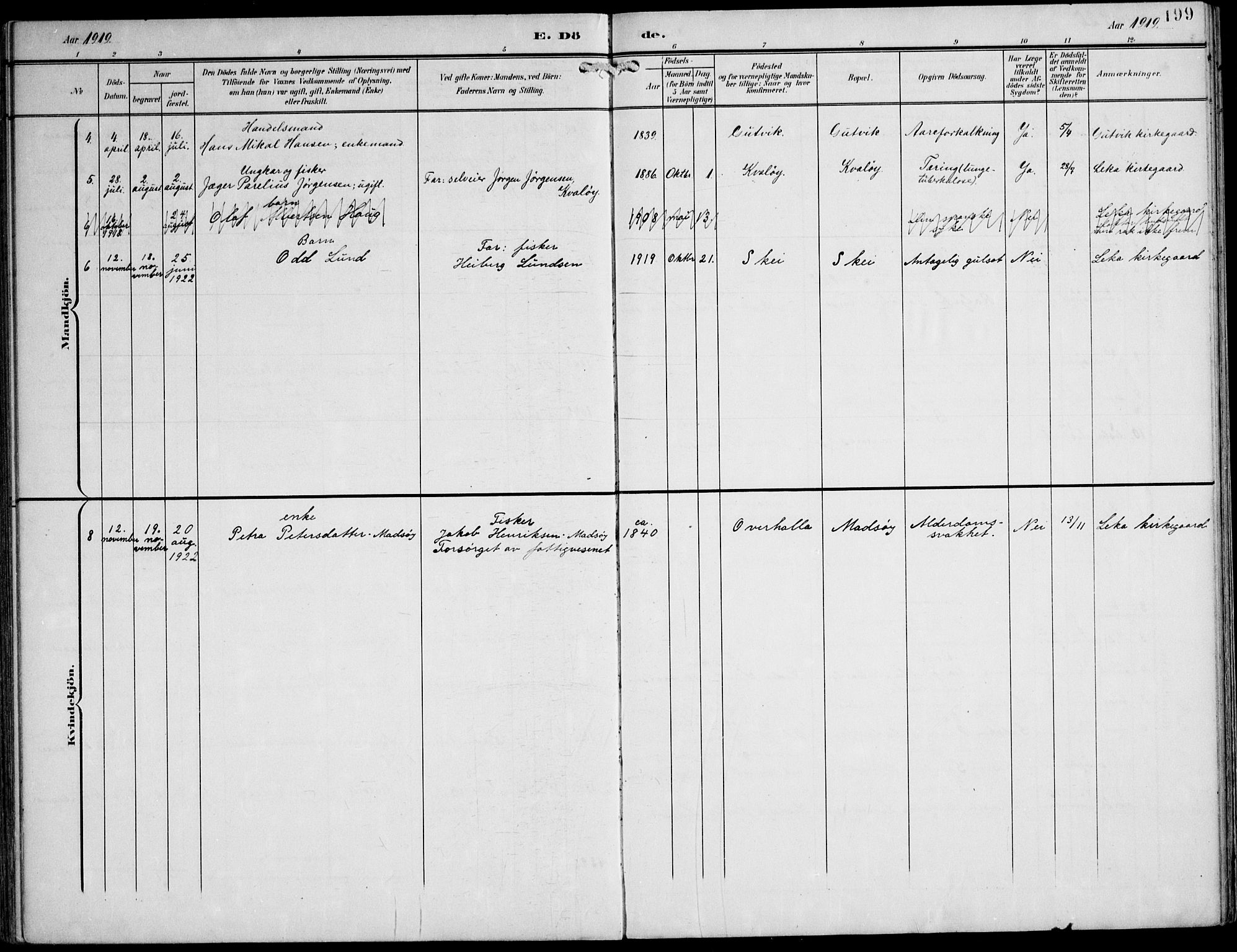 Ministerialprotokoller, klokkerbøker og fødselsregistre - Nord-Trøndelag, SAT/A-1458/788/L0698: Parish register (official) no. 788A05, 1902-1921, p. 199
